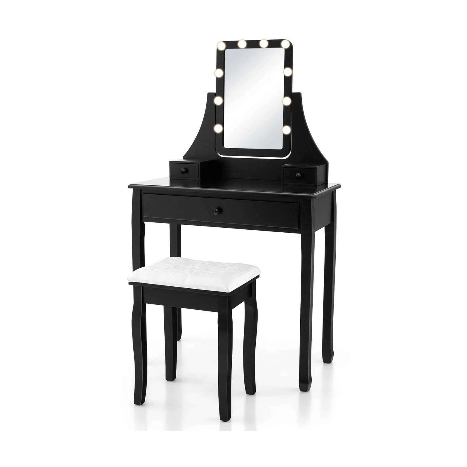 1 Costway Vintage Makeup Vanity Table Set w/Mirror & 3 Light Settings Dressing Table, 1 of 4