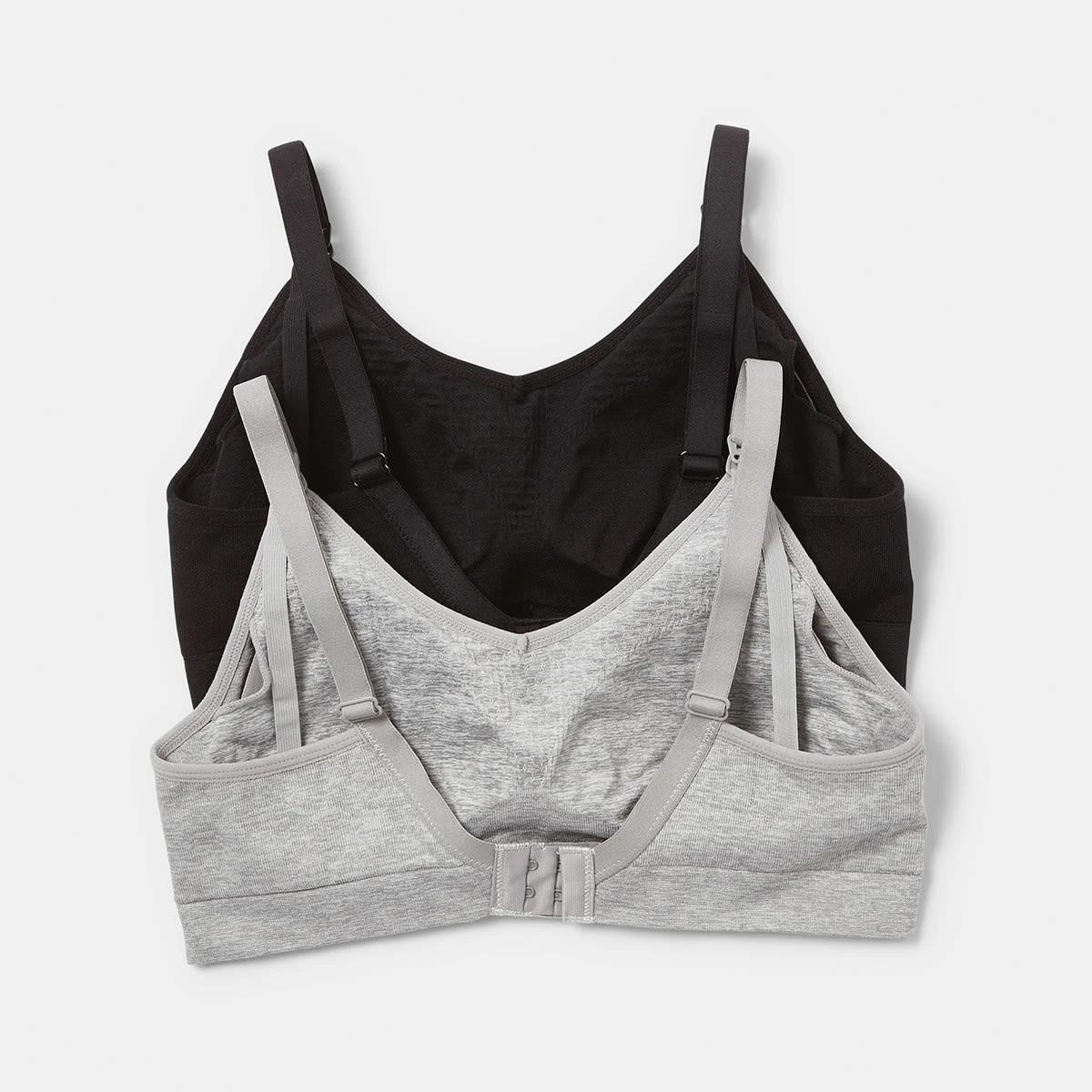 2 2 Pack Maternity Wirefree Seamfree Crop BLACK, GREY, 2 of 9