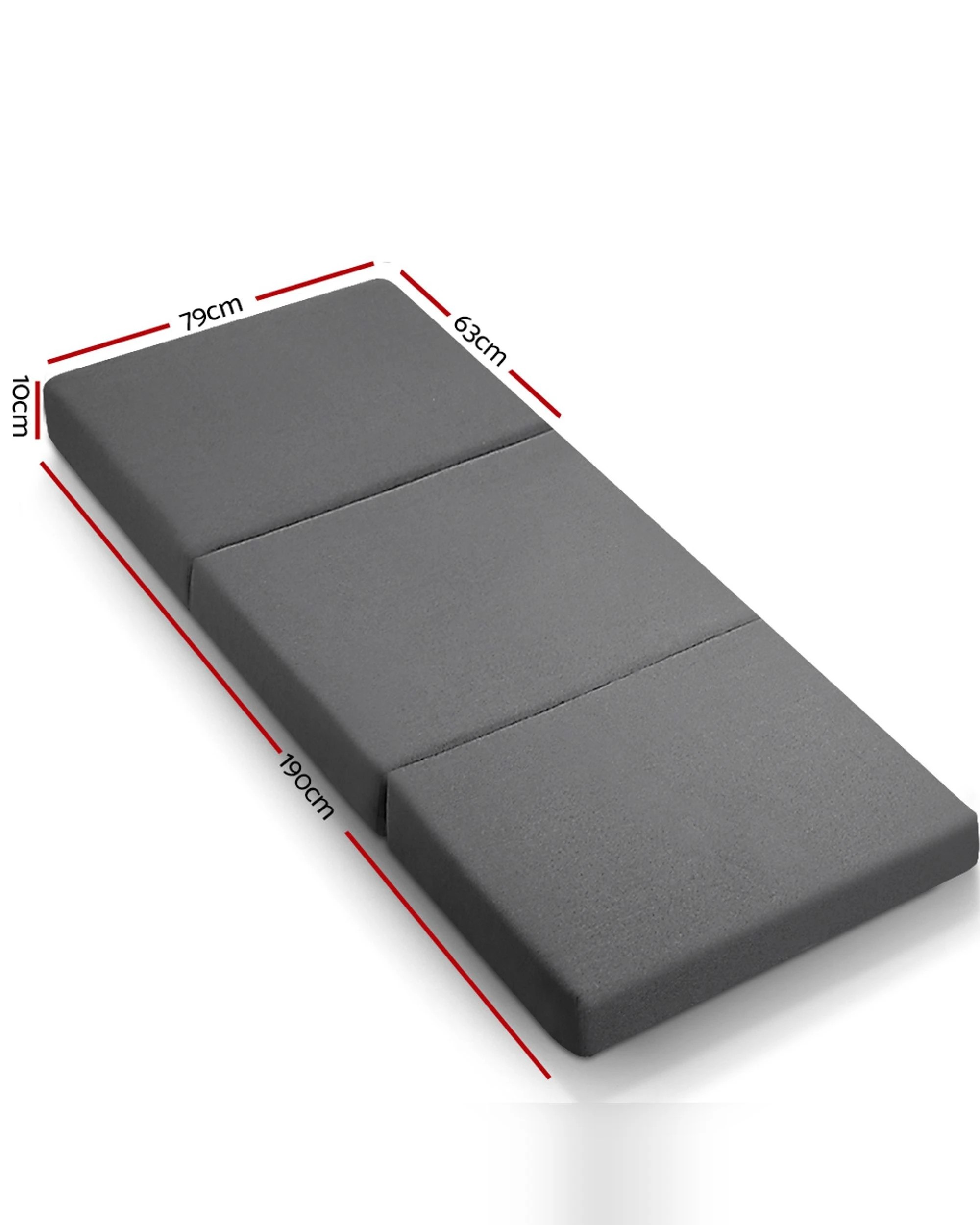 2 Giselle Bedding Foldable Mattress Folding Foam Bed Single - Grey, 2 of 7