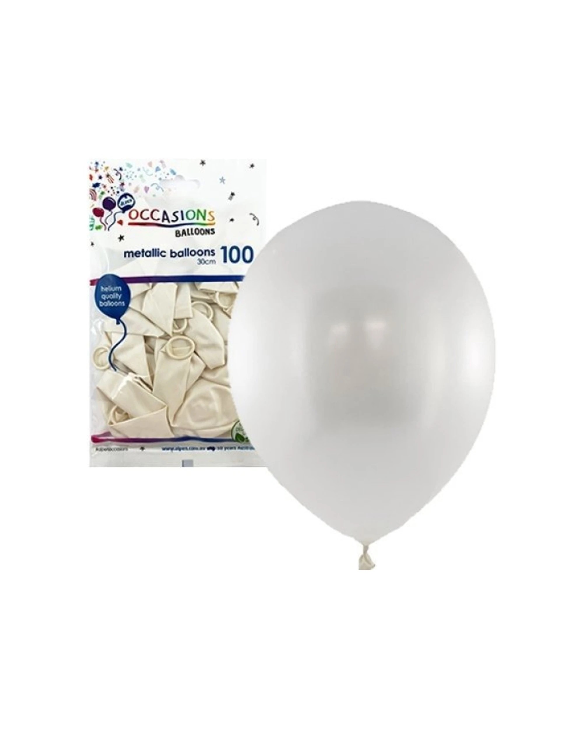 1 Alpen 100pc Latex Balloons Event Decoration Metallic 30cm - White, 1 of 1