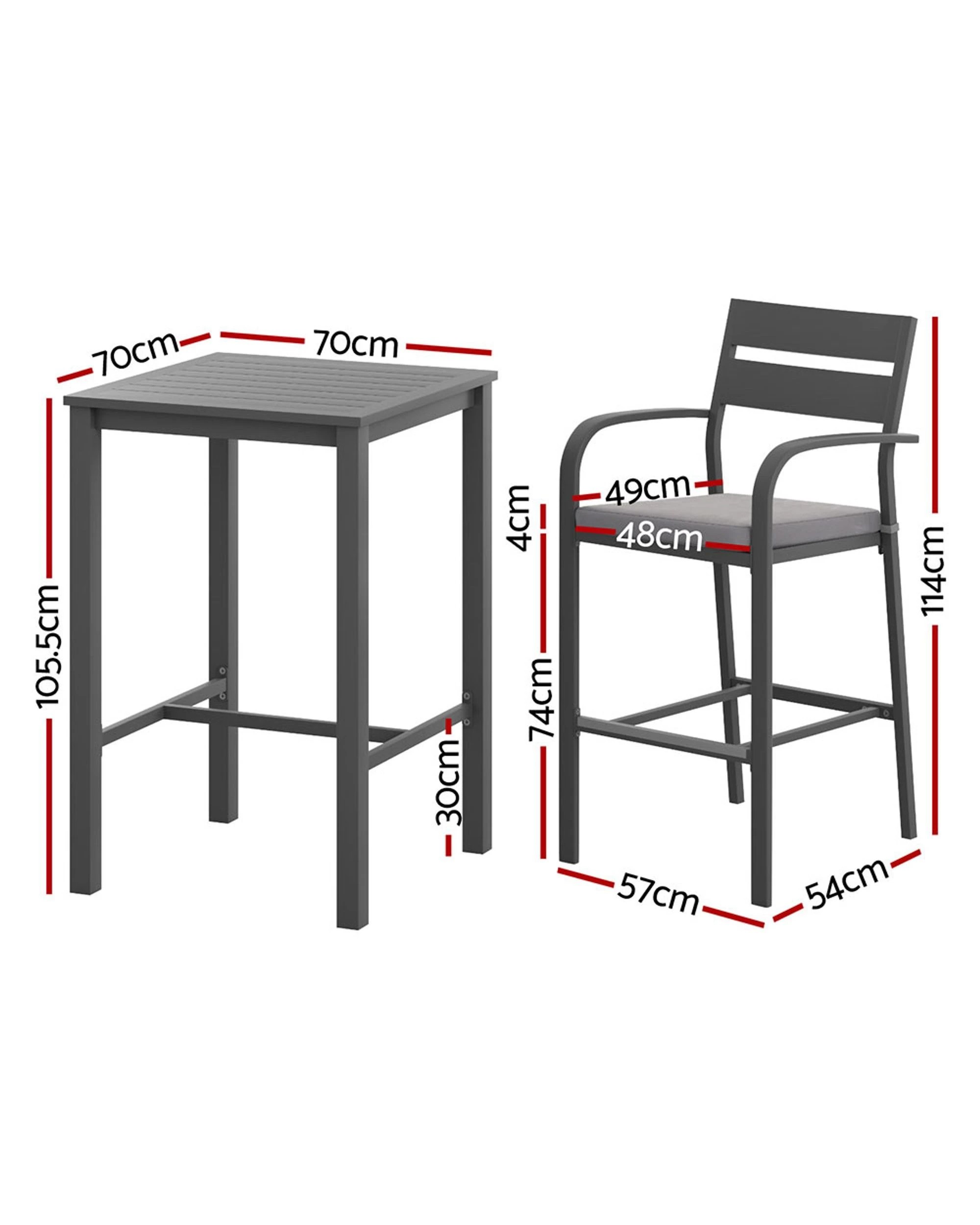 3 Gardeon 3Pcs Outdoor Bar S - Black, 3 of 7
