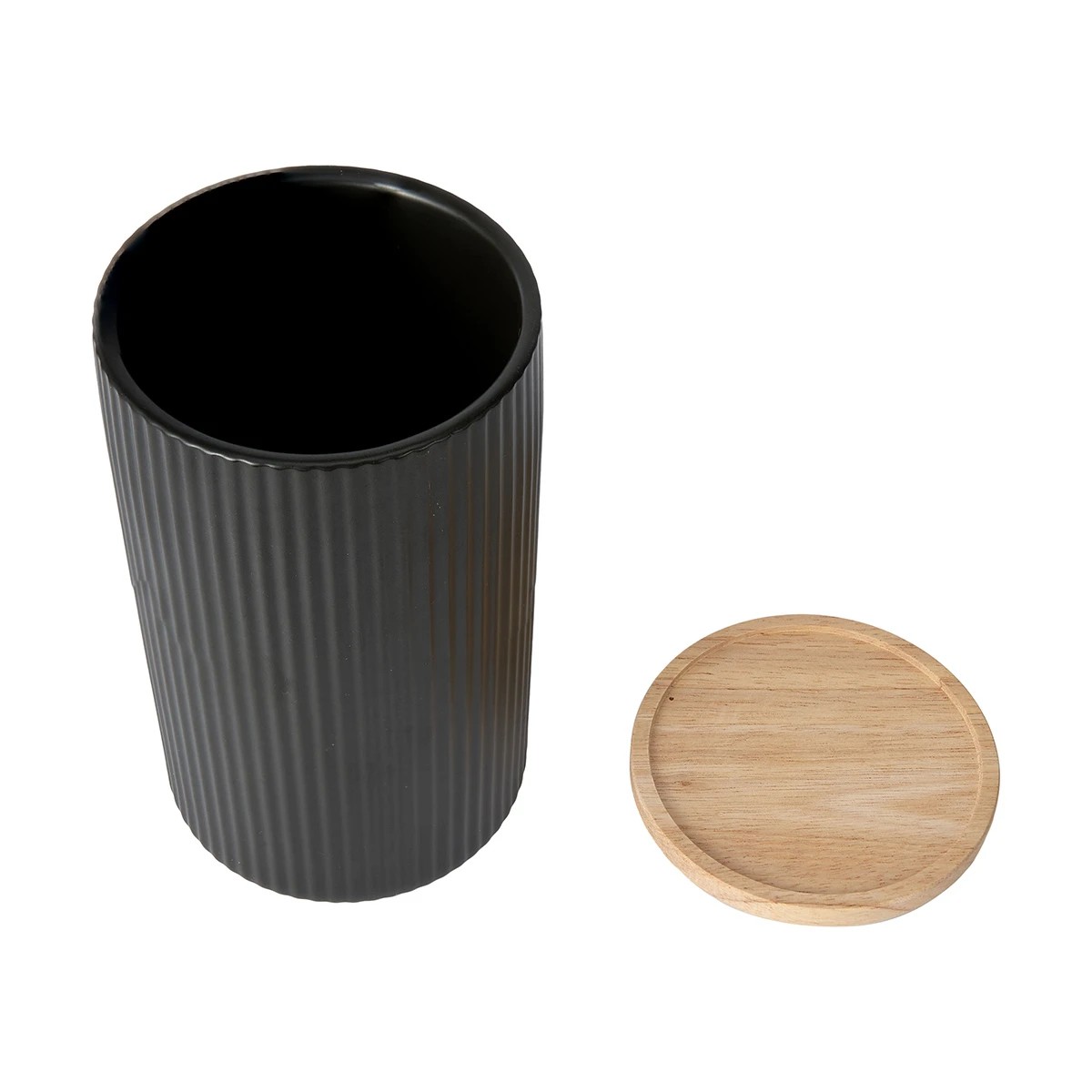 6 Large Black Ribbed Canister, 6 of 8