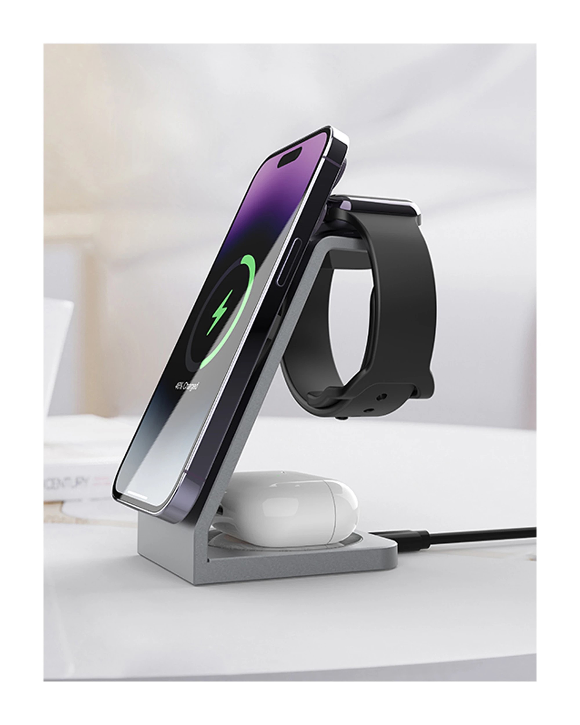 3 TODO 3 in 1 Wireless Phone Charger 18W Fast Charge Earphone Watch Magnetic Charge, 3 of 4