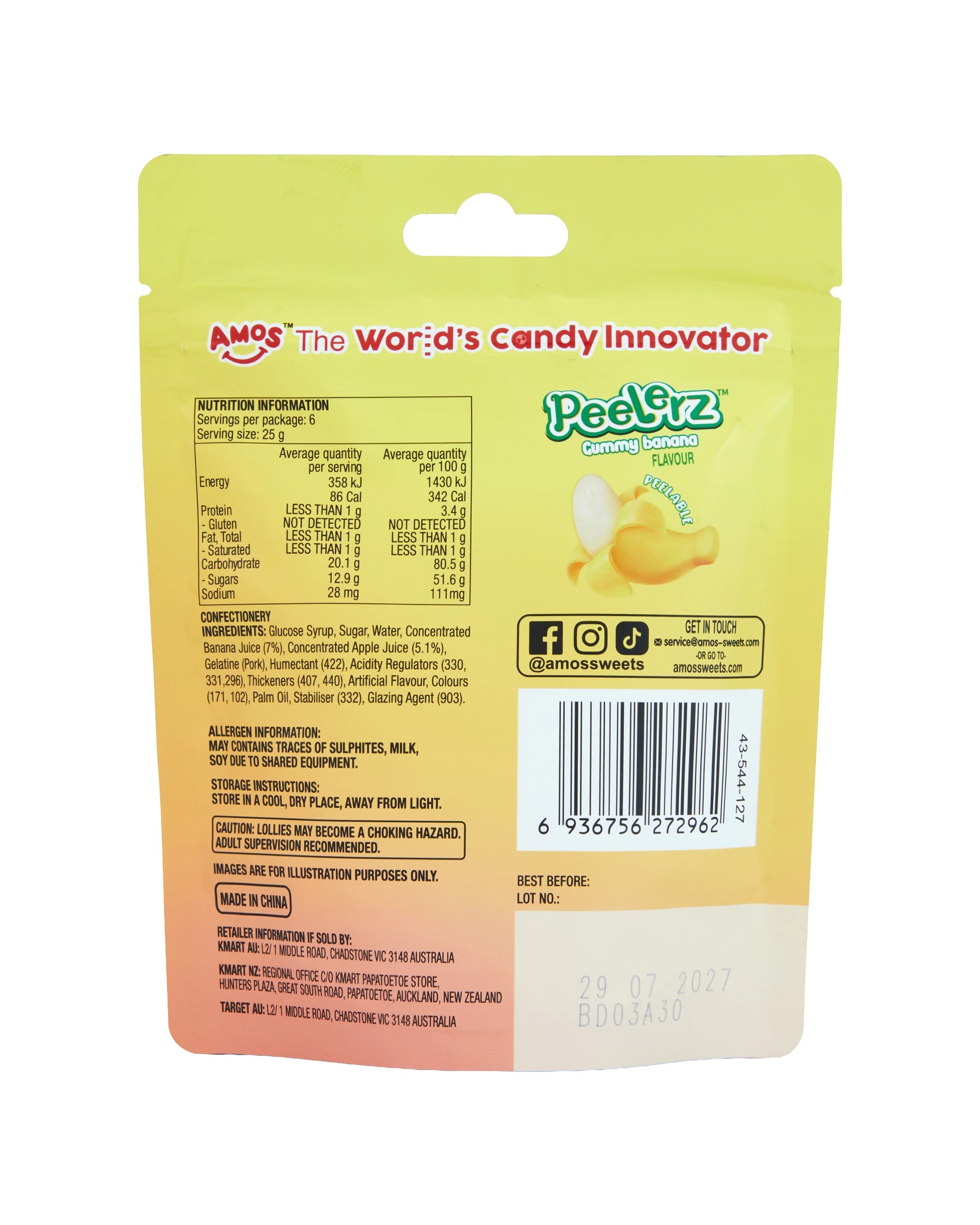 3 Amos Peelerz Banana Gummy Candy 150g, 3 of 3