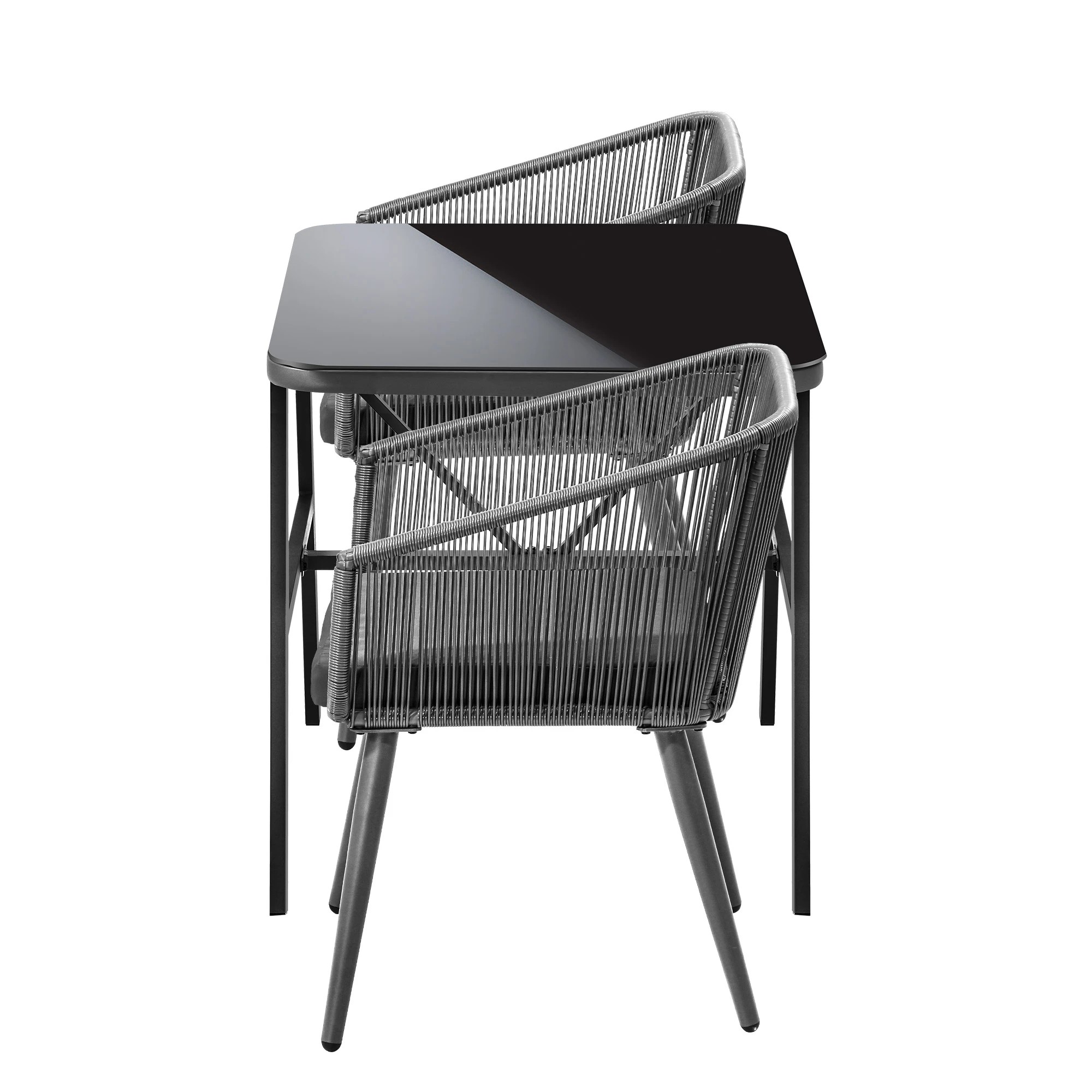 7 Livsip Outdoor Dining Setting 3 Piece Lounge Patio Furniture Table Chairs Set - Grey, 7 of 9