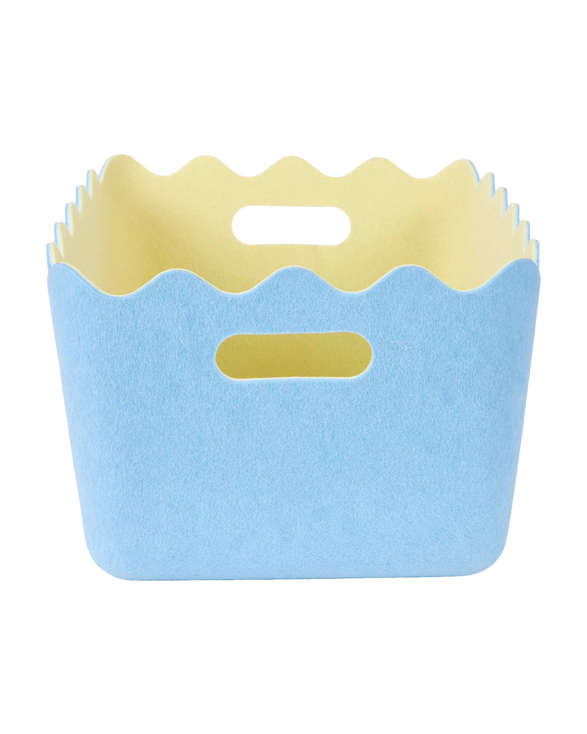 2 2 Tone Wave Felt Basket - Blue and Yellow, 2 of 5