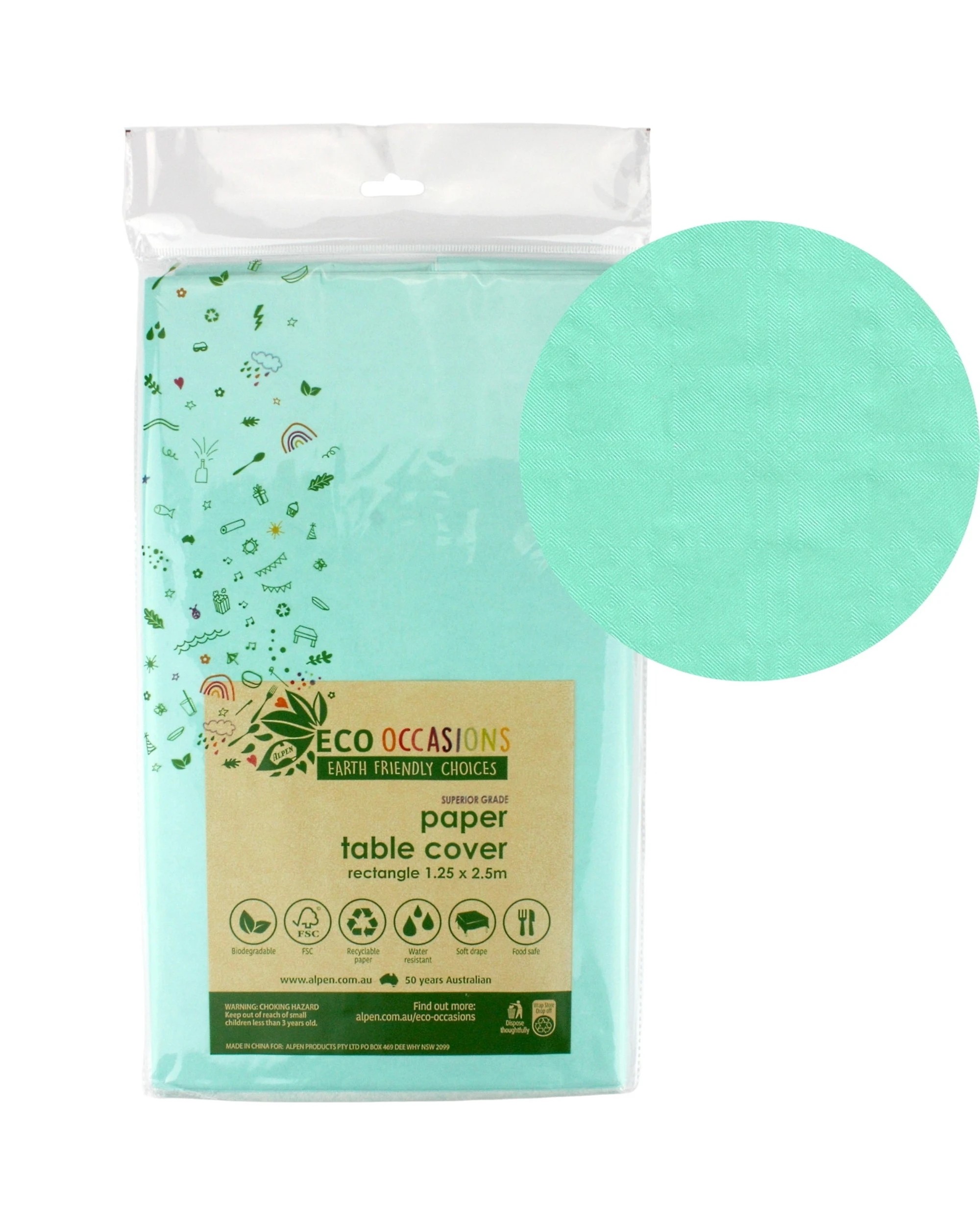 1 Alpen Mint Eco Biodegradable Paper Tablecloth - Green, 1 of 1