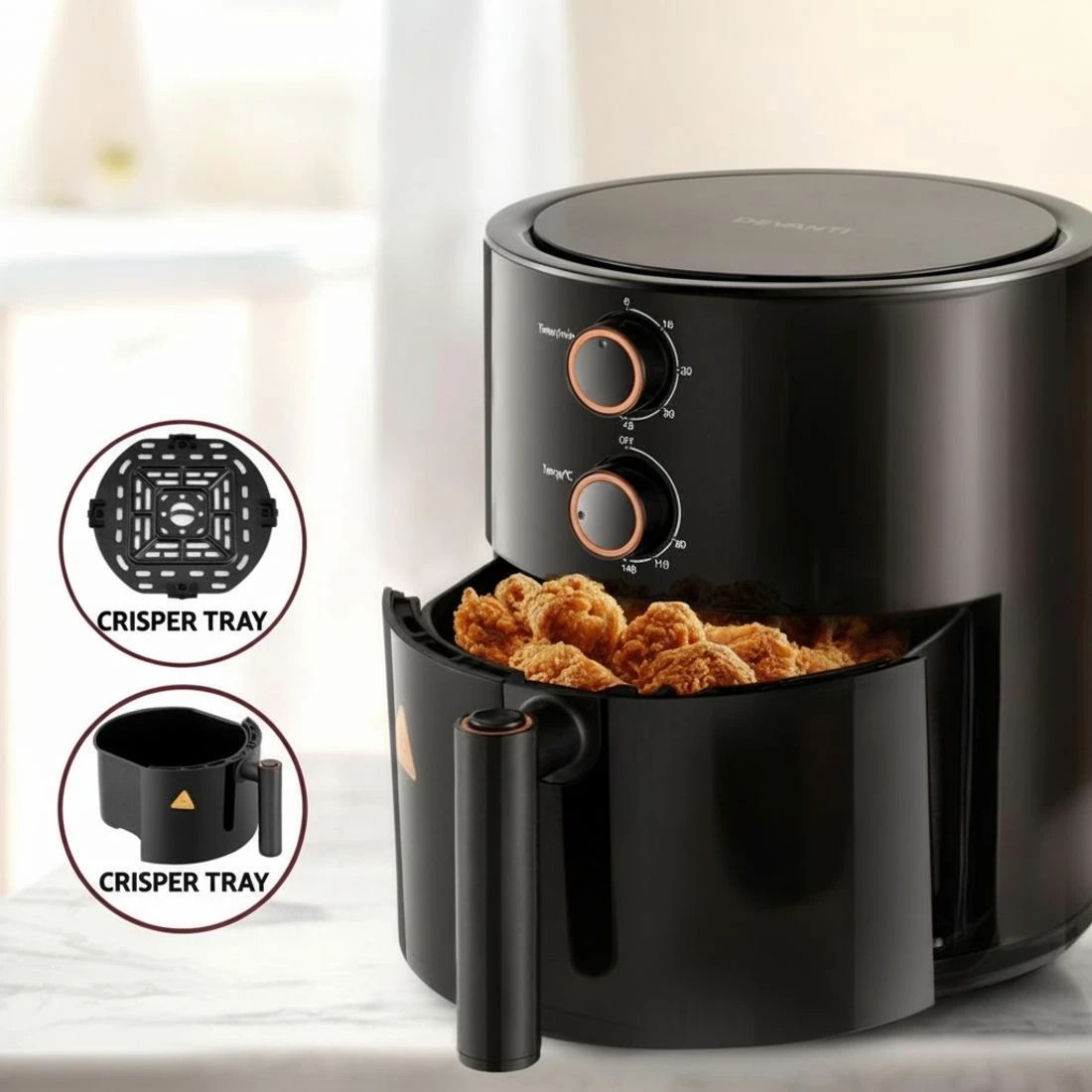 6 Devanti 4L Air Fryer Knob Control 1500W - Black, 6 of 7