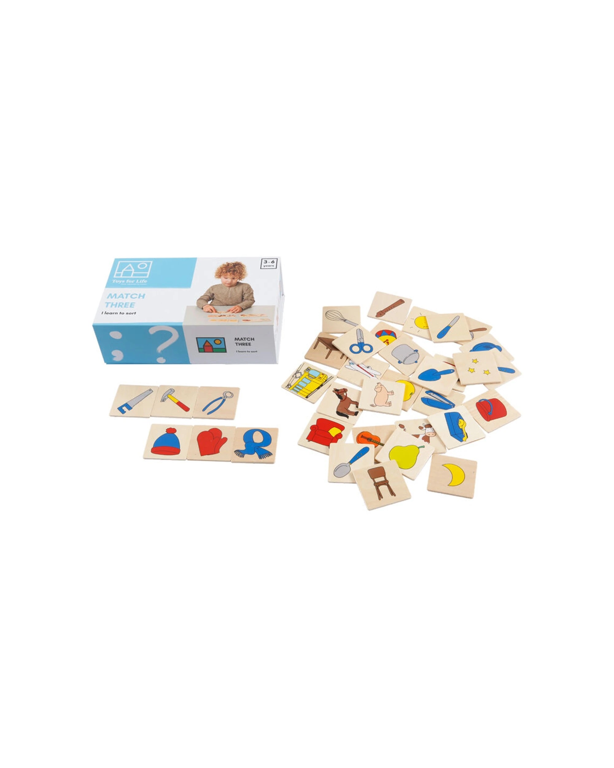 2 TFL Match Three Game 36Pc Educational Matching Cards Wooden Learning Toy - Multi, 2 of 3
