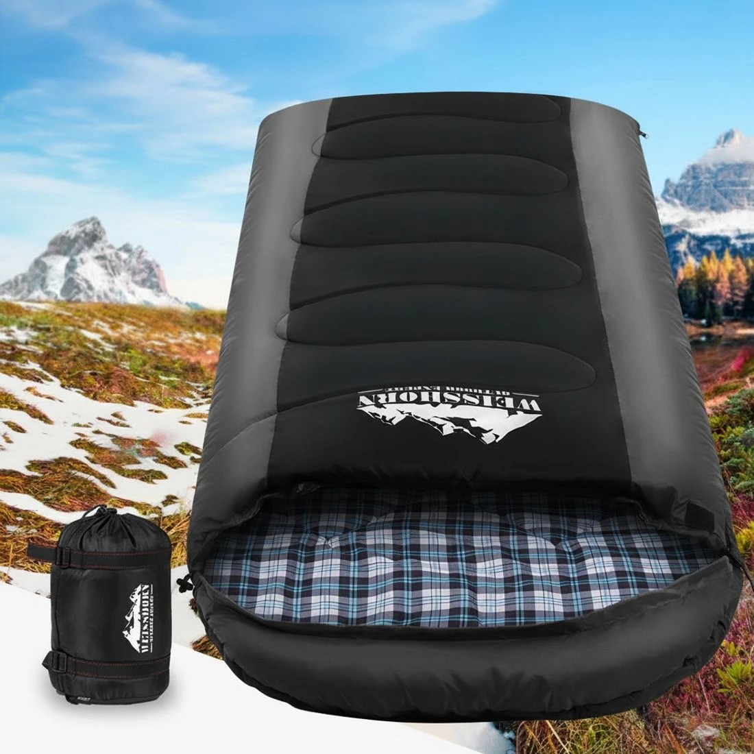 7 Weisshorn Sleeping Bag Single Thermal Camping Hiking Tent 20℃ - Black, 7 of 7