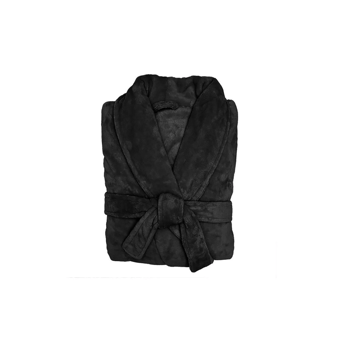 1 Bambury Microplush Coral Fleece Bath Robe - 11 Colours - Black, 1 of 7