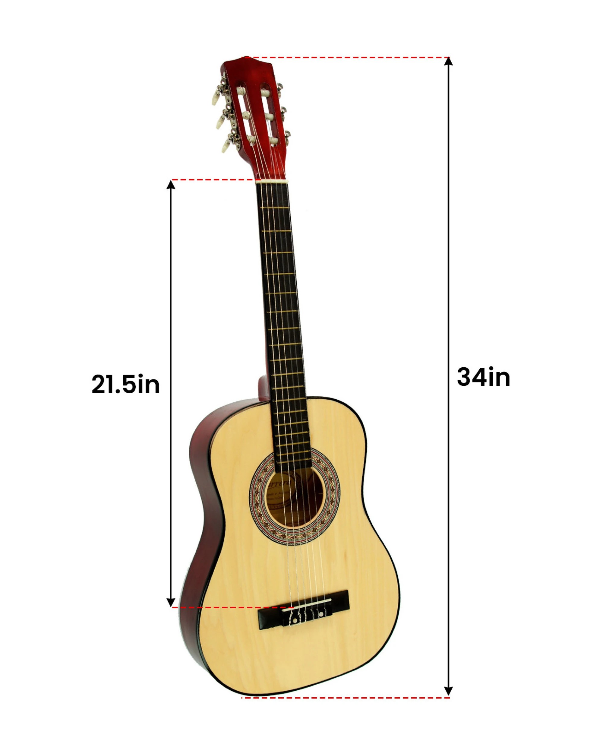 2 Karrera 34in Acoustic Childrens Guitar - Natural, 2 of 5