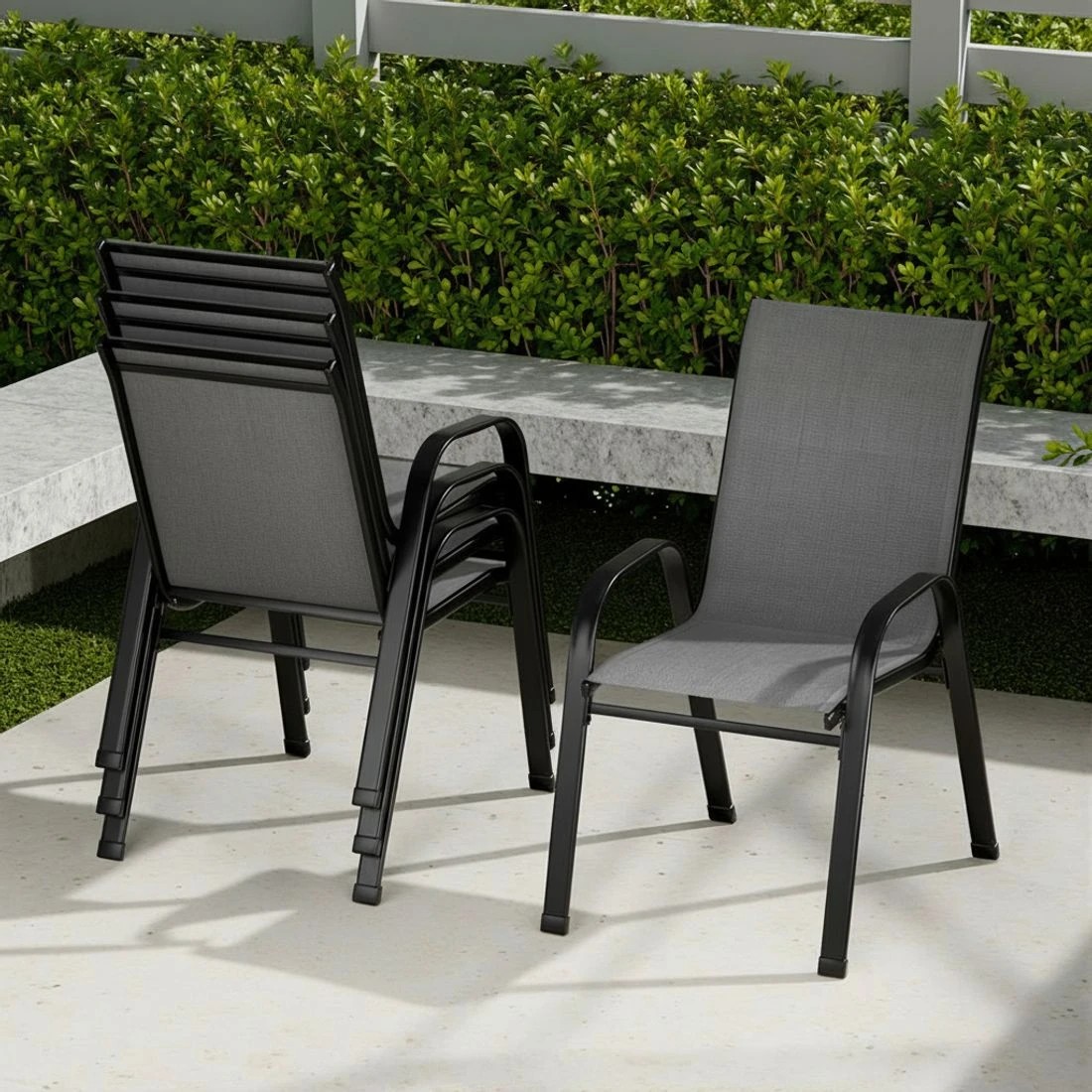 4 Gardeon Outdoor Dining Set Table and Chairs Patio Garden Furniture Bistro Set - Grey, 4 of 5