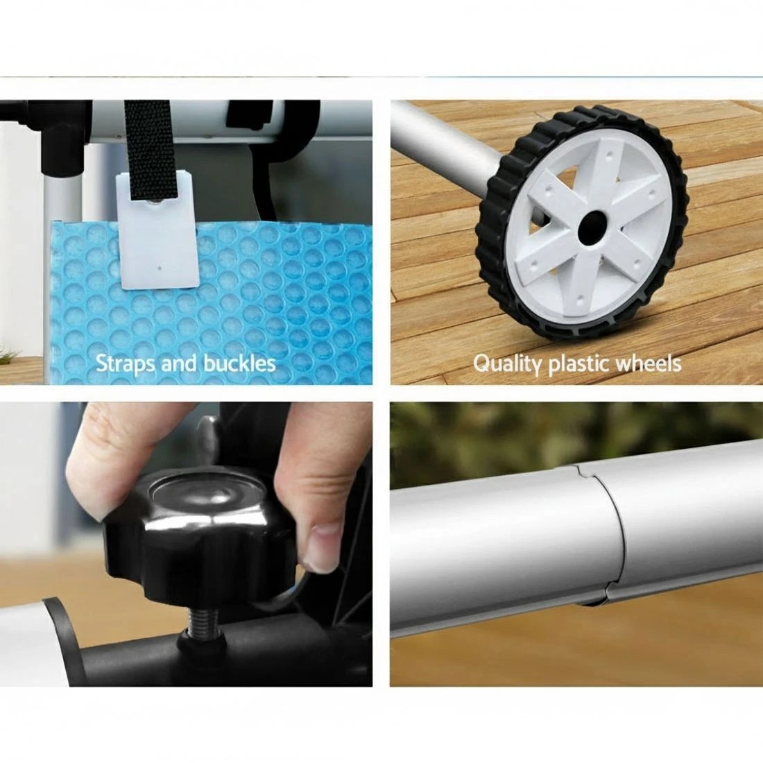 6 Aquabuddy Pool Cover 9.5x5m 400 Micron  Swimming Pool Solar Blanket 5.5m Roller - Multi, 6 of 6