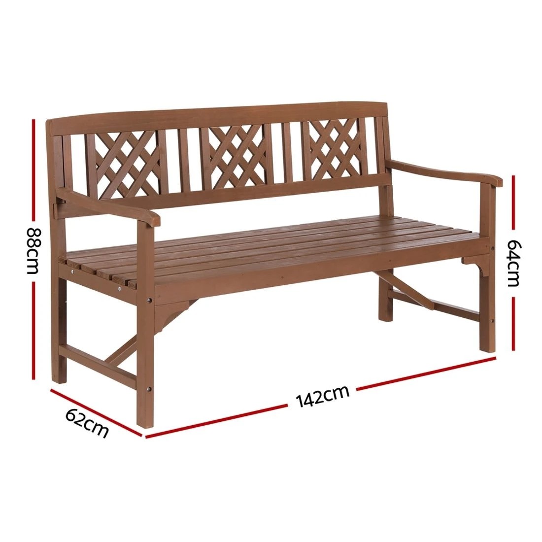 2 Gardeon Outdoor Garden Bench Wooden Chair 3 Seat Patio Furniture Lounge - Natural, 2 of 6
