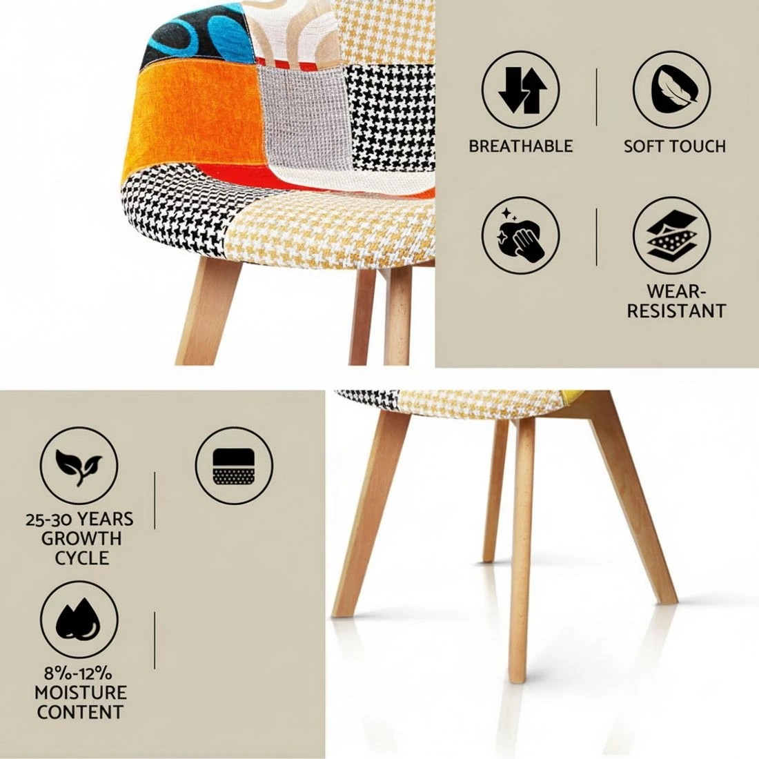 6 1 Artiss Dining Table and 4 Chairs Set DSW - Multi, 6 of 7