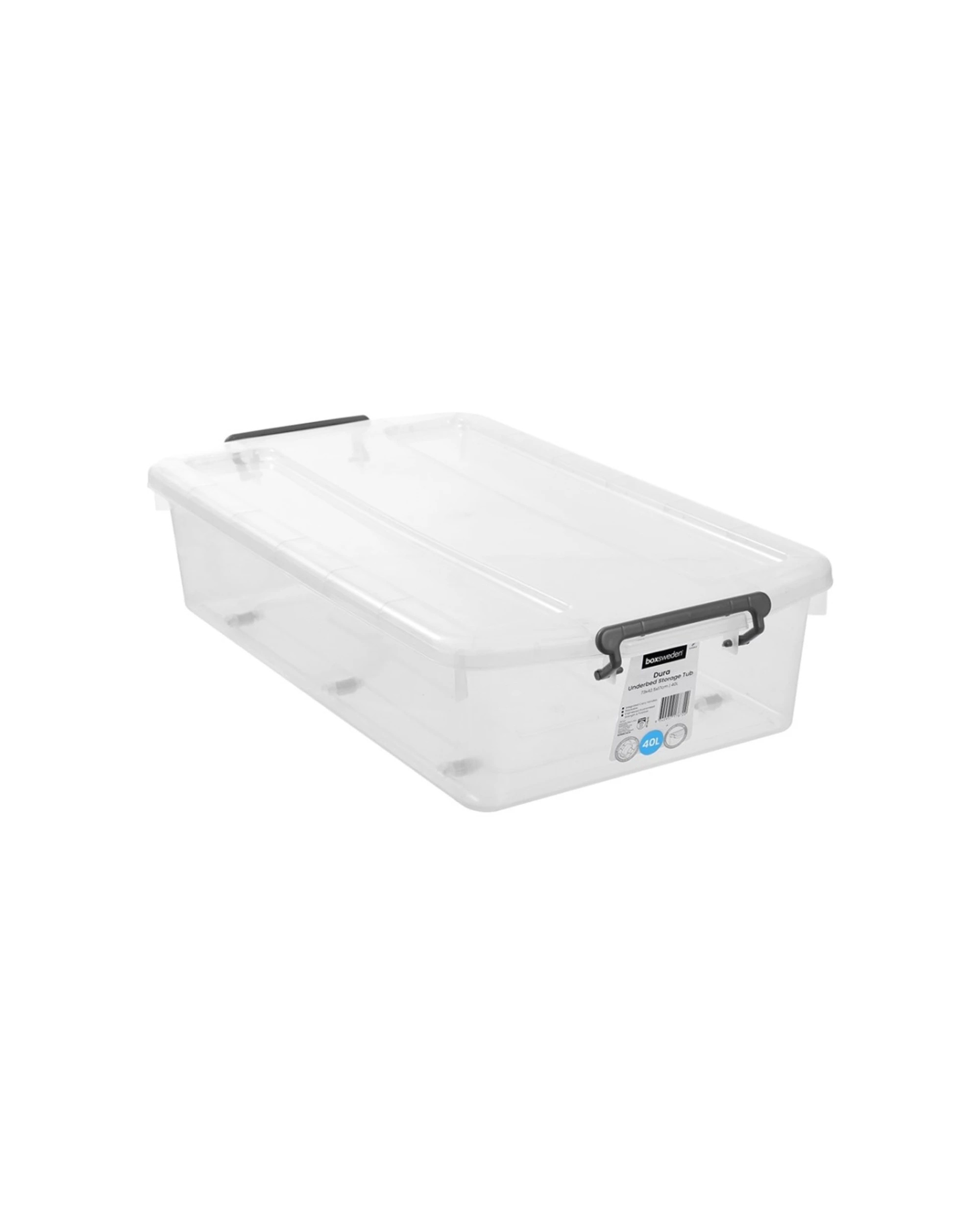 2 Boxsweden 3PK Dura Underbed Home Organiser Storage Container 40L - Clear, 2 of 7