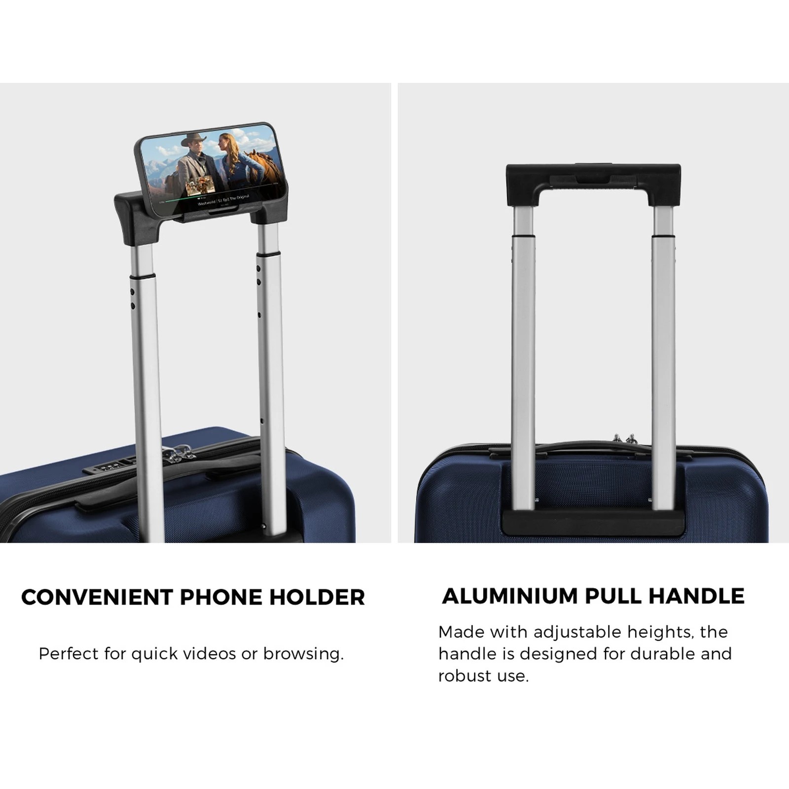 5 Mazam 2PCS Luggage Suitcase Trolley Set Front Opening TSA Hard Case - Blue, 5 of 10