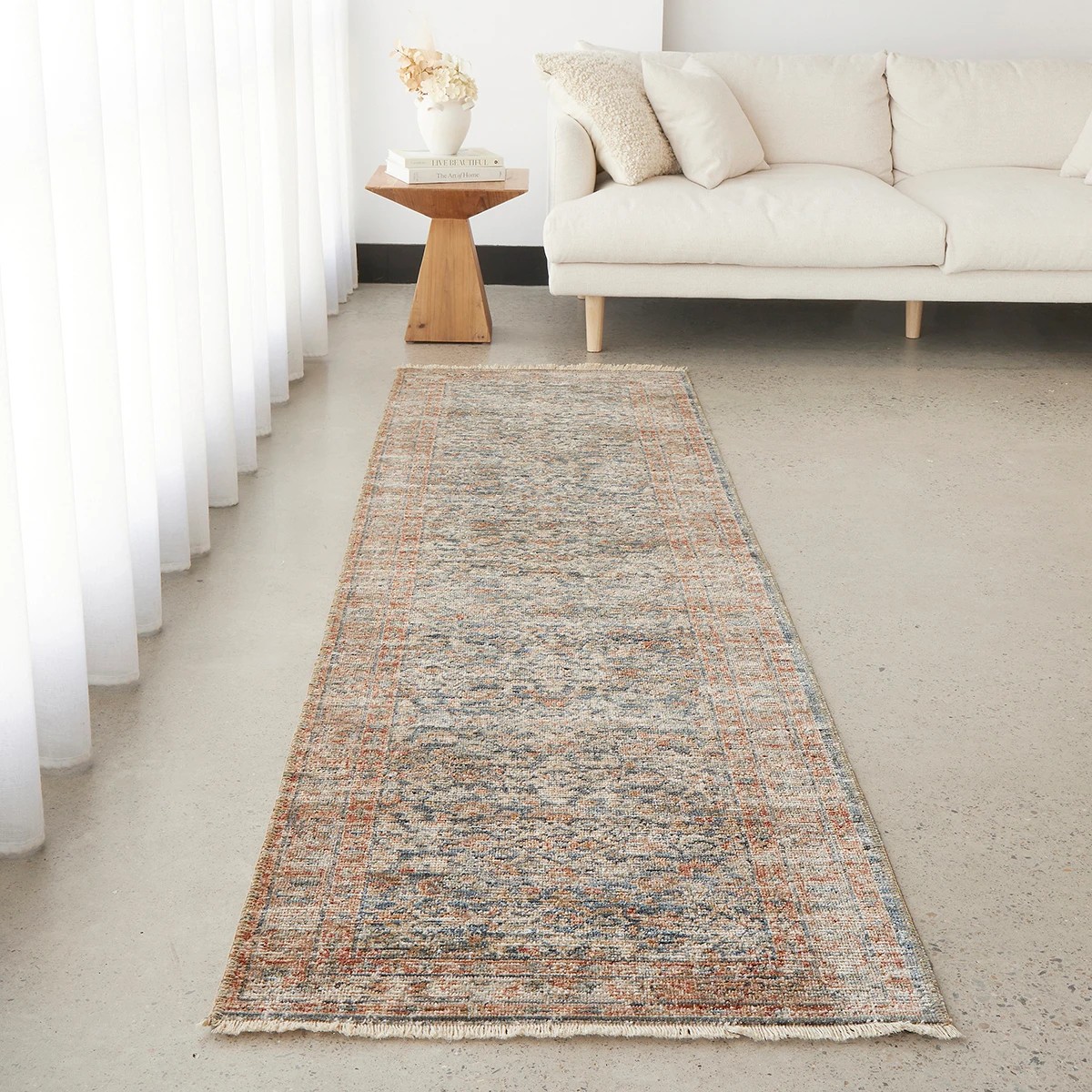 1 Common Ground Rugs Heirloom 12 370x80cm - Large Runner Power Loomed Pet Friendly Rug - Blue, 1 of 7