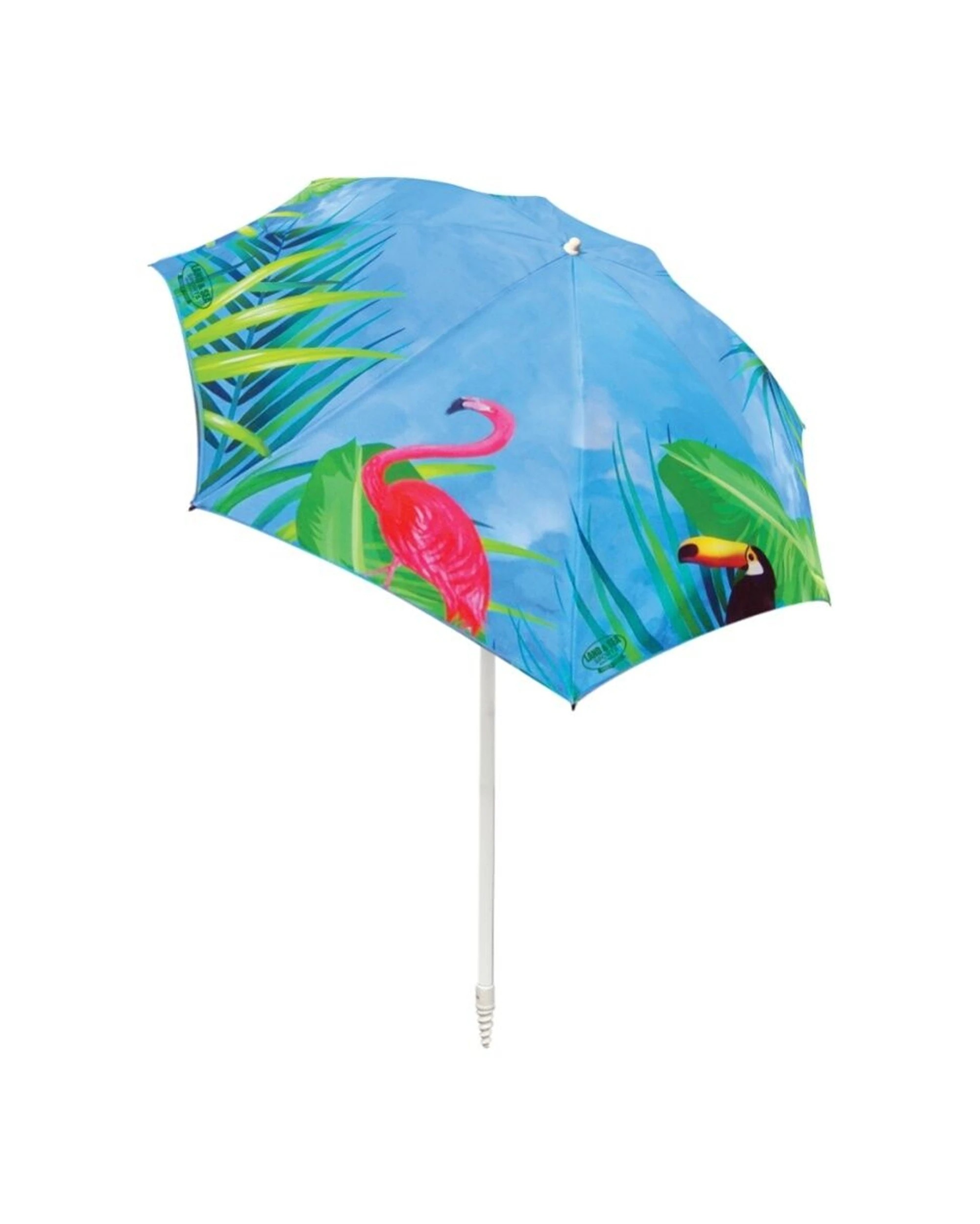 1 Land & Sea Sports Flamingo Large Tilt Beach Umbrella Shade 2m - Multi, 1 of 1