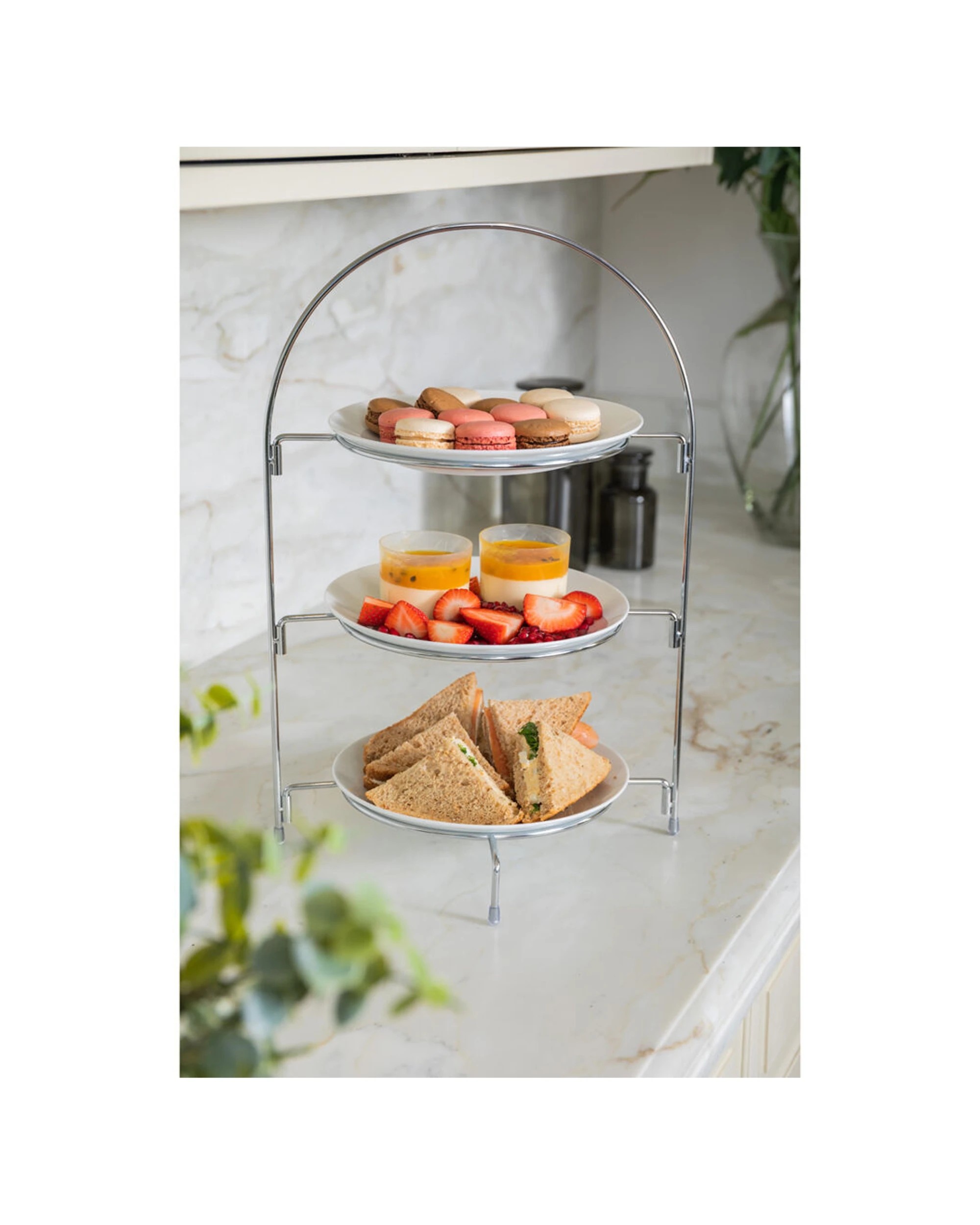 3 Artesa 3 Tier Metal Food Serving Stand Afternoon Tea Cake Stand - Silver, 3 of 3