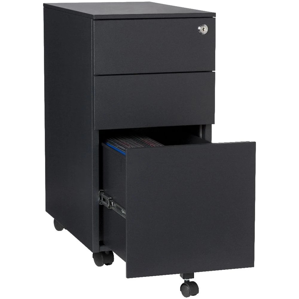 2 Stilford Pro Slim Filing Pedestal AFRDI Black Cabinets Pedestals, 2 of 7
