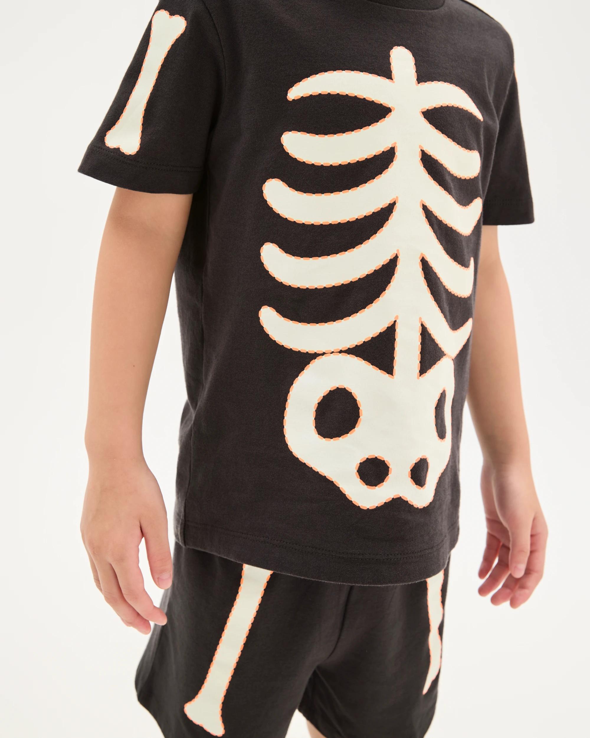 6 Target Kids Sibling Matching Organic Cotton Younger Kids Pyjama Set BLACK SKELETON, 6 of 10