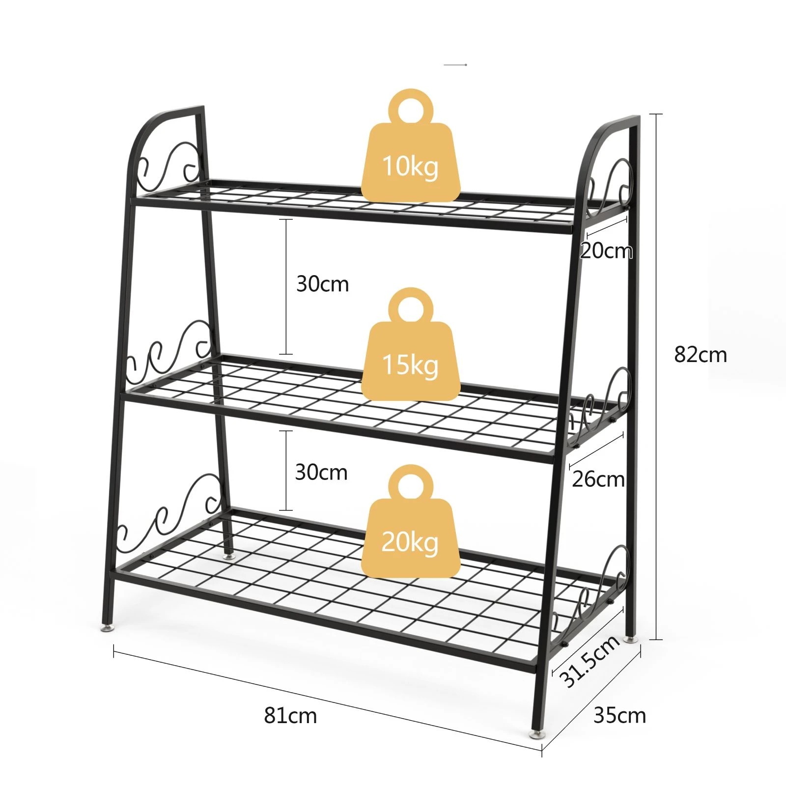 4 Costway 3-Tier Plant Stand Metal Flower Pots Rack Indoor Outdoor Corner Plant Shelf Garden, 4 of 4