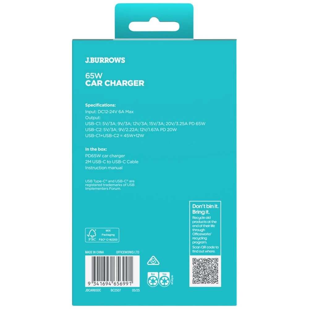 5 J.Burrows USB-C Car Charger 65 W, 5 of 5