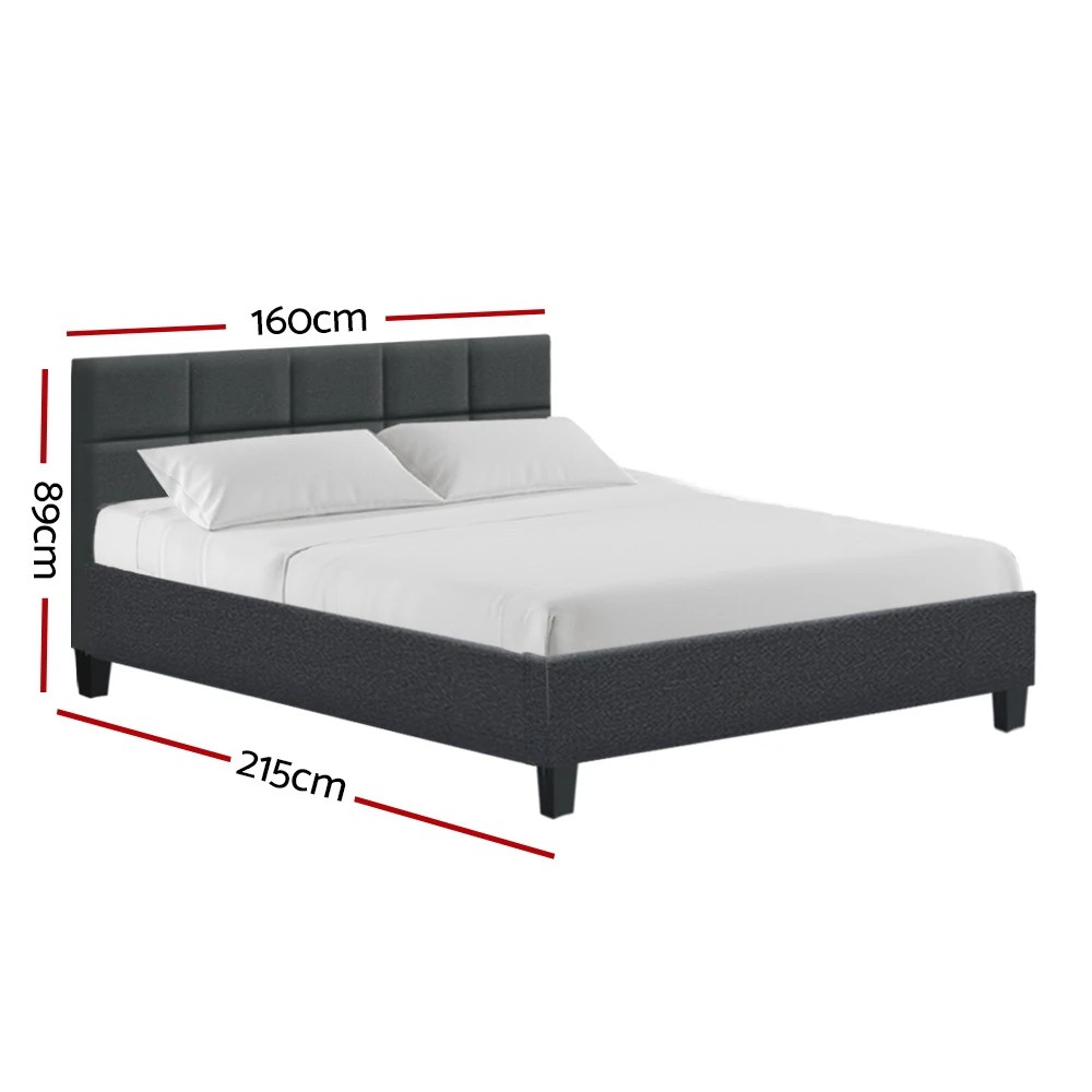 2 Artiss Bed Frame Queen Size Charcoal TINO - Charcoal, 2 of 7