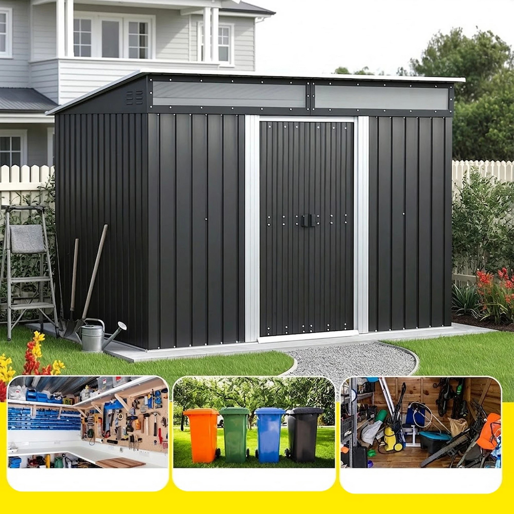 5 Giantz Garden Shed Outdoor Storage Tool Sheds Workshop House Shelter - Black, 5 of 8