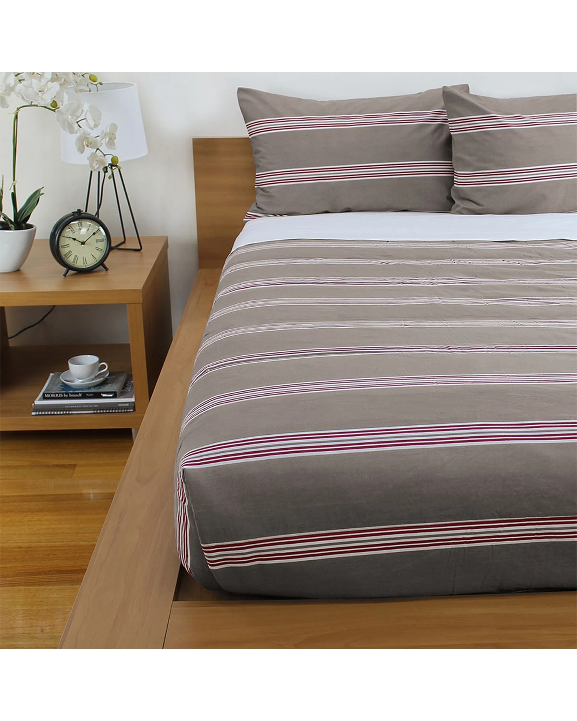 1 Jason Commercial Hudson Stripe Quilt Cover Set Almond 160x210cm - Brown, 1 of 1