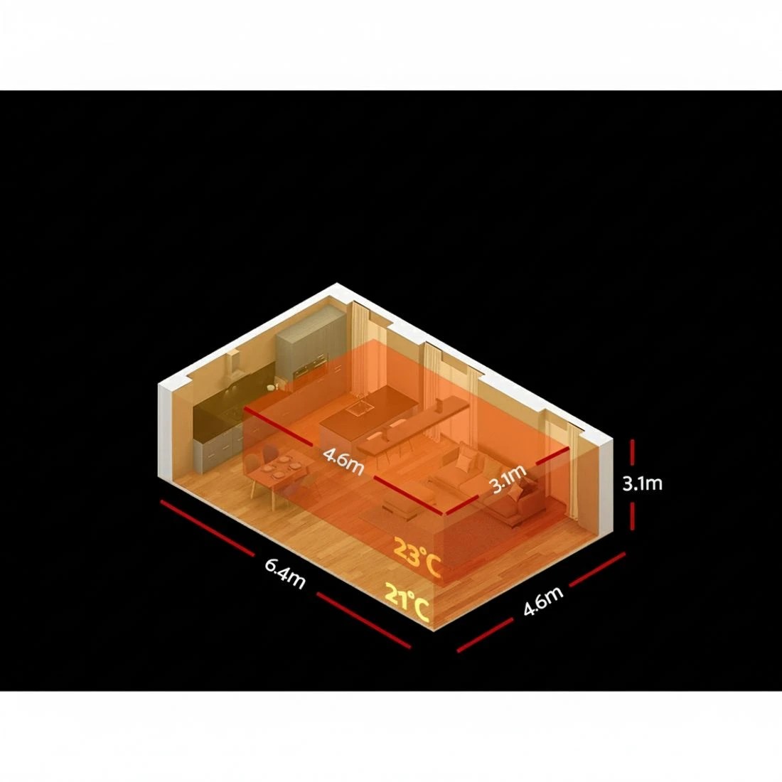 4 Devanti Electric Radiant Strip Heater Outdoor - Black, 4 of 6