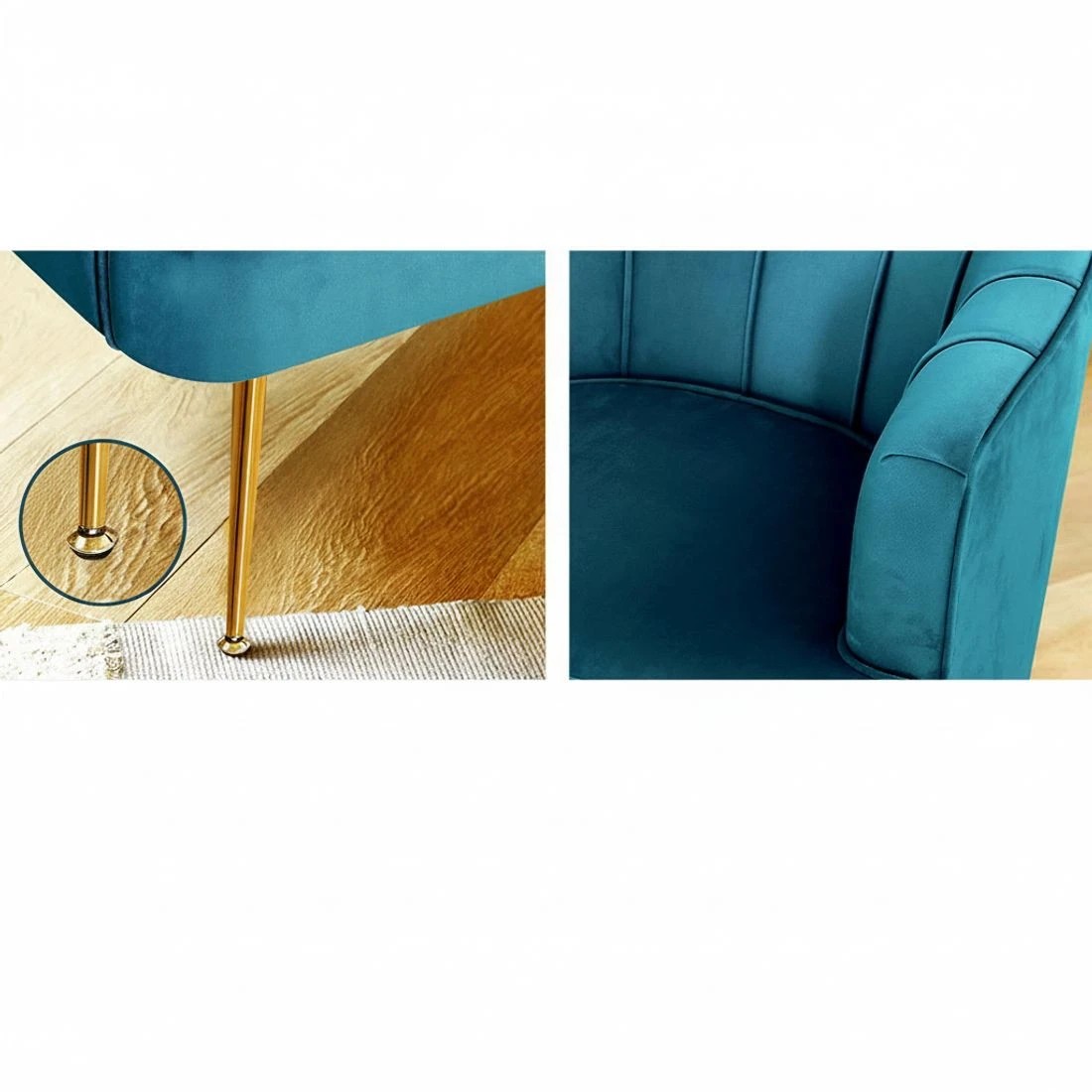 5 Artiss Armchair Velvet  Norvia - Blue, 5 of 5