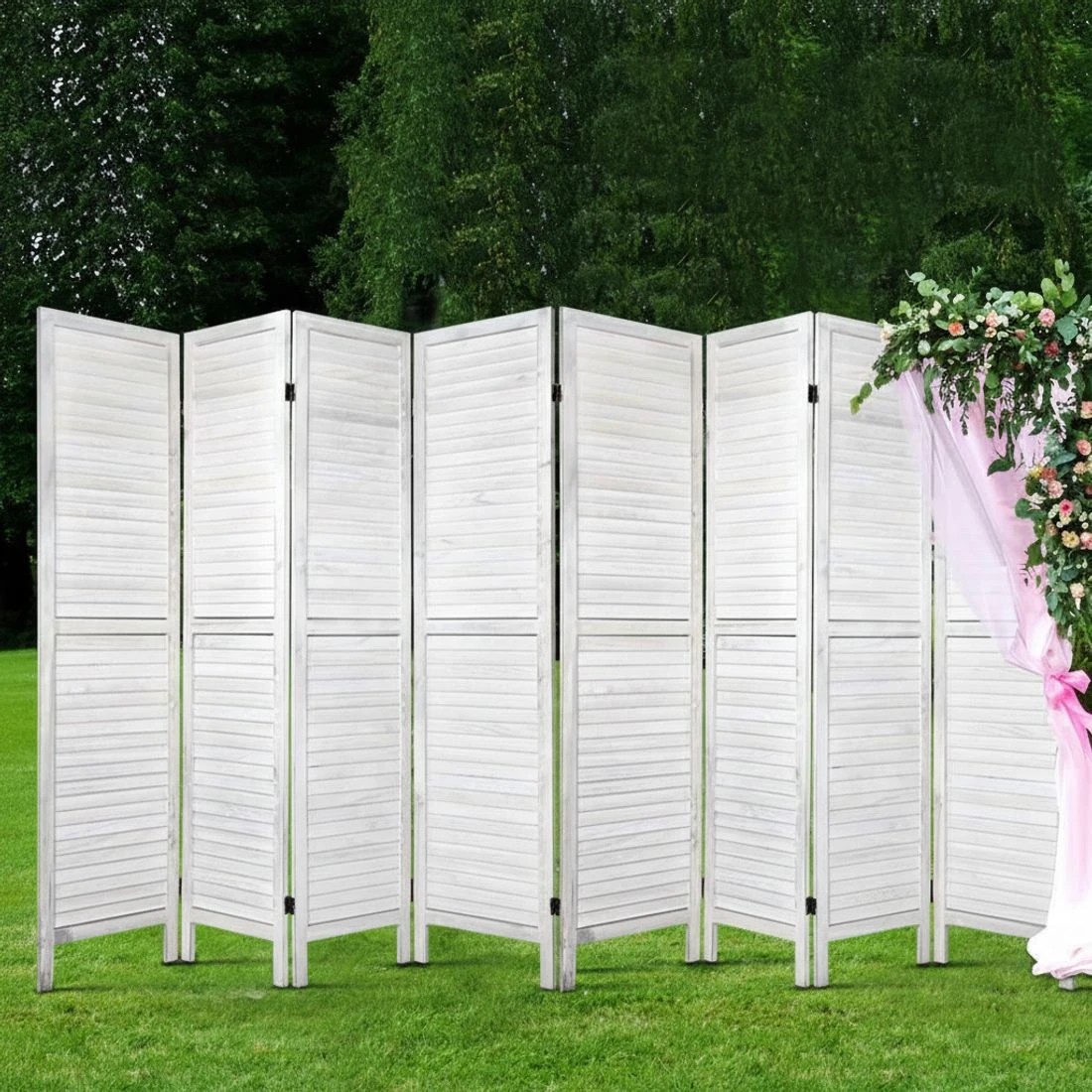8 Artiss 8 Panel Room Divider Screen 326x170cm Louver - White, 8 of 8