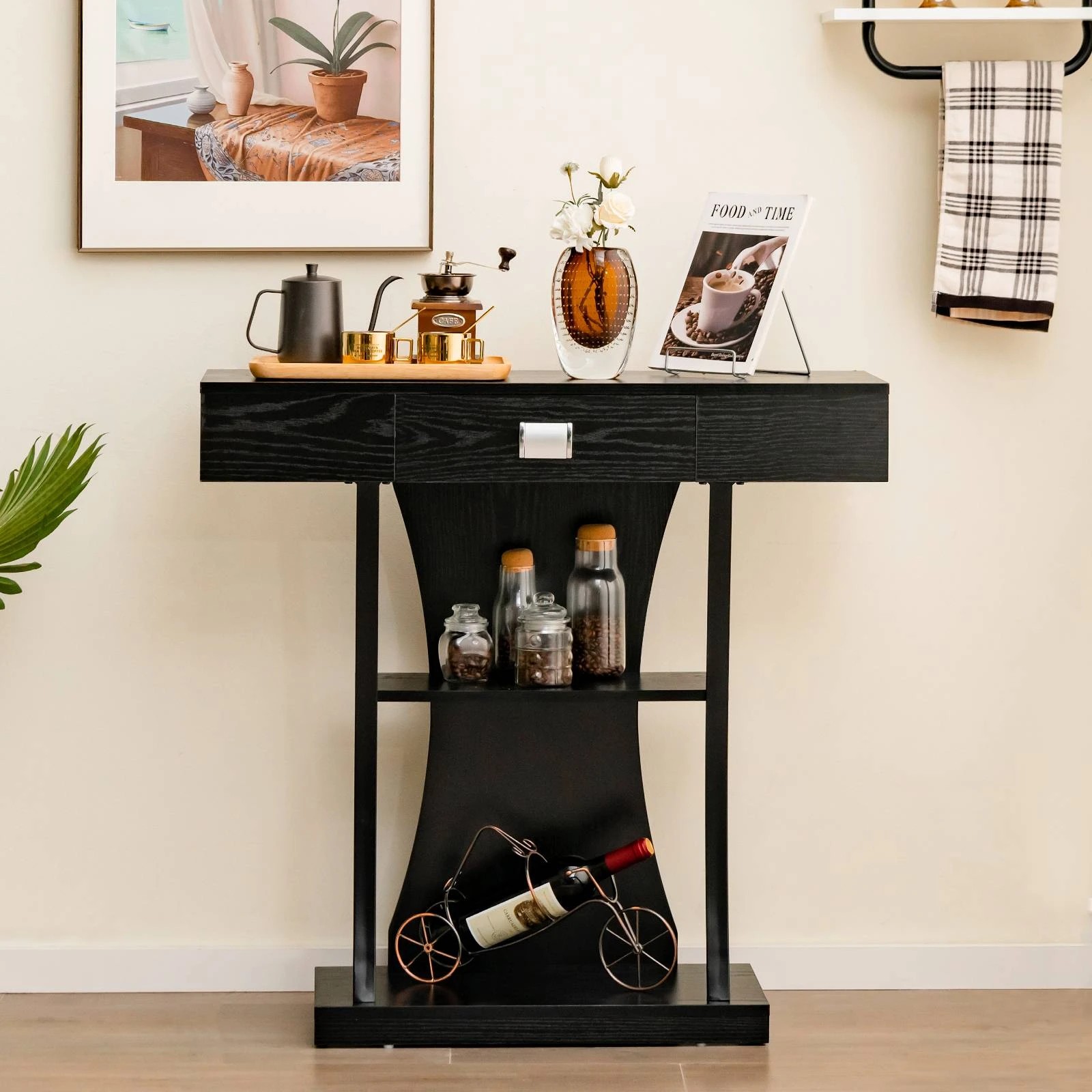 3 Costway 3-Tier Console Table Side Table Classical Hallway Table Entry Table, 3 of 5