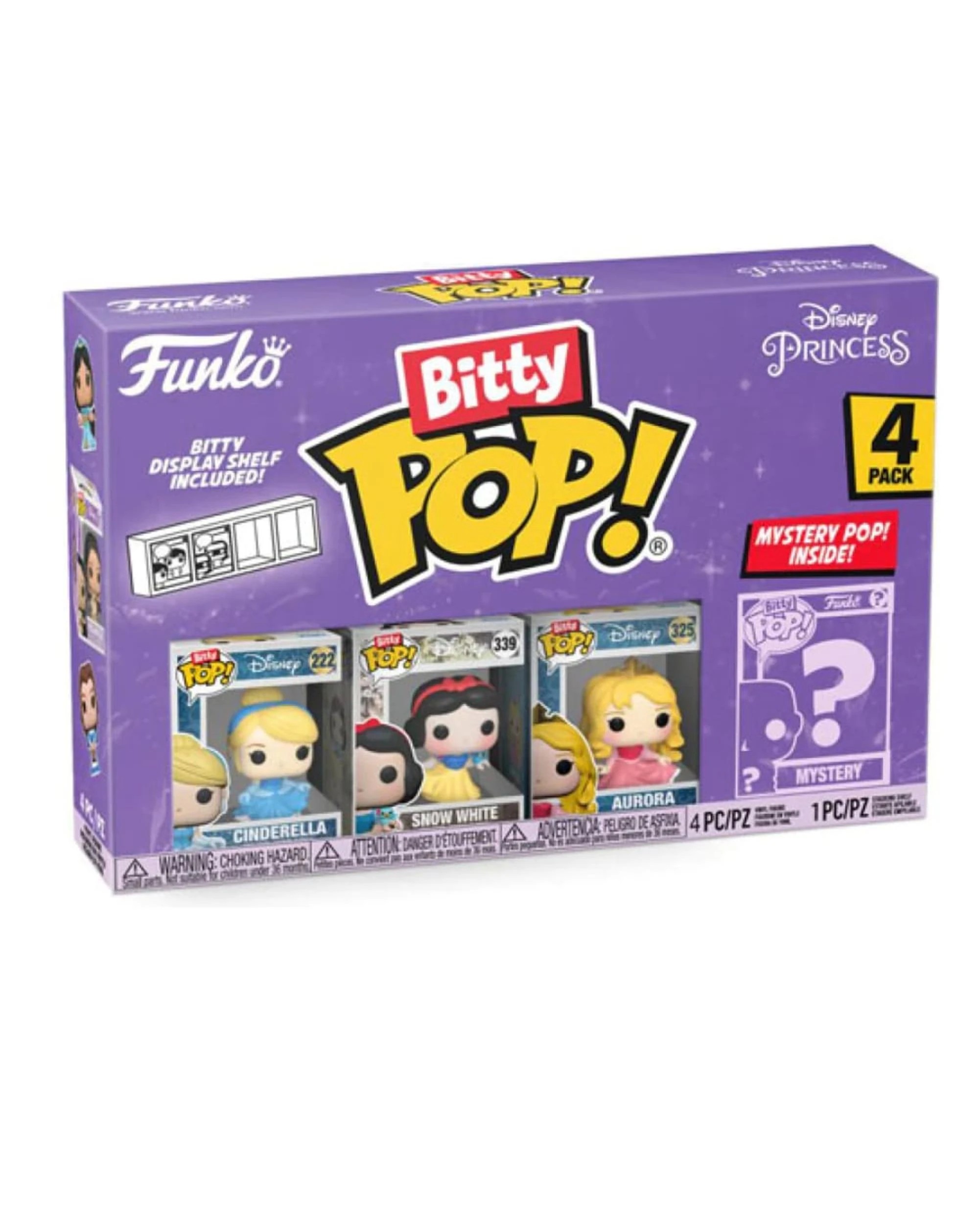 1 Disney Princess Cinderella, Snow White, Aurora and Mystery Bitty 4 Pack Funko Bitty POP! Vinyl, 1 of 1
