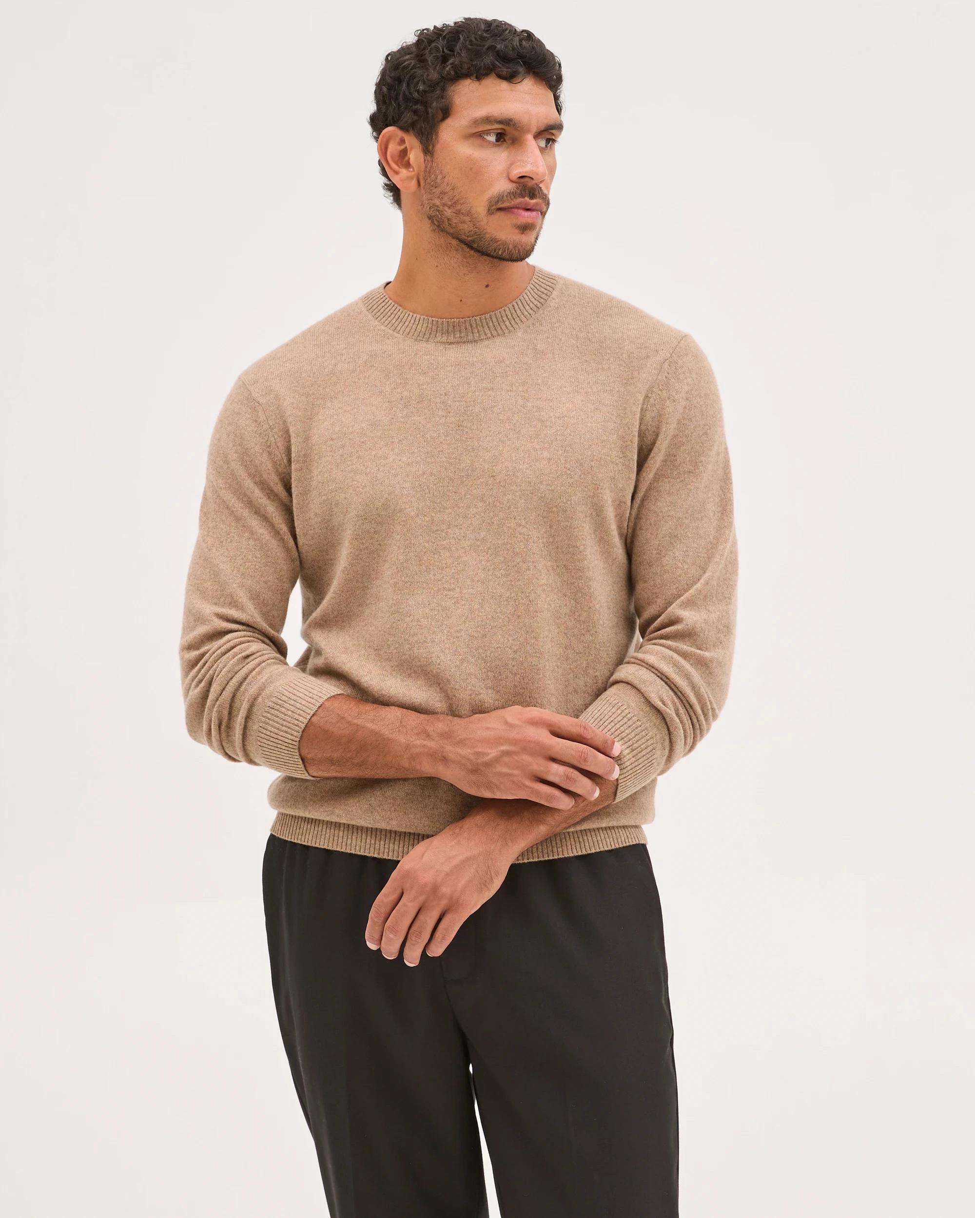 3 Preview Cashmere Crew Neck Knit Jumper OATMEAL, 3 of 6