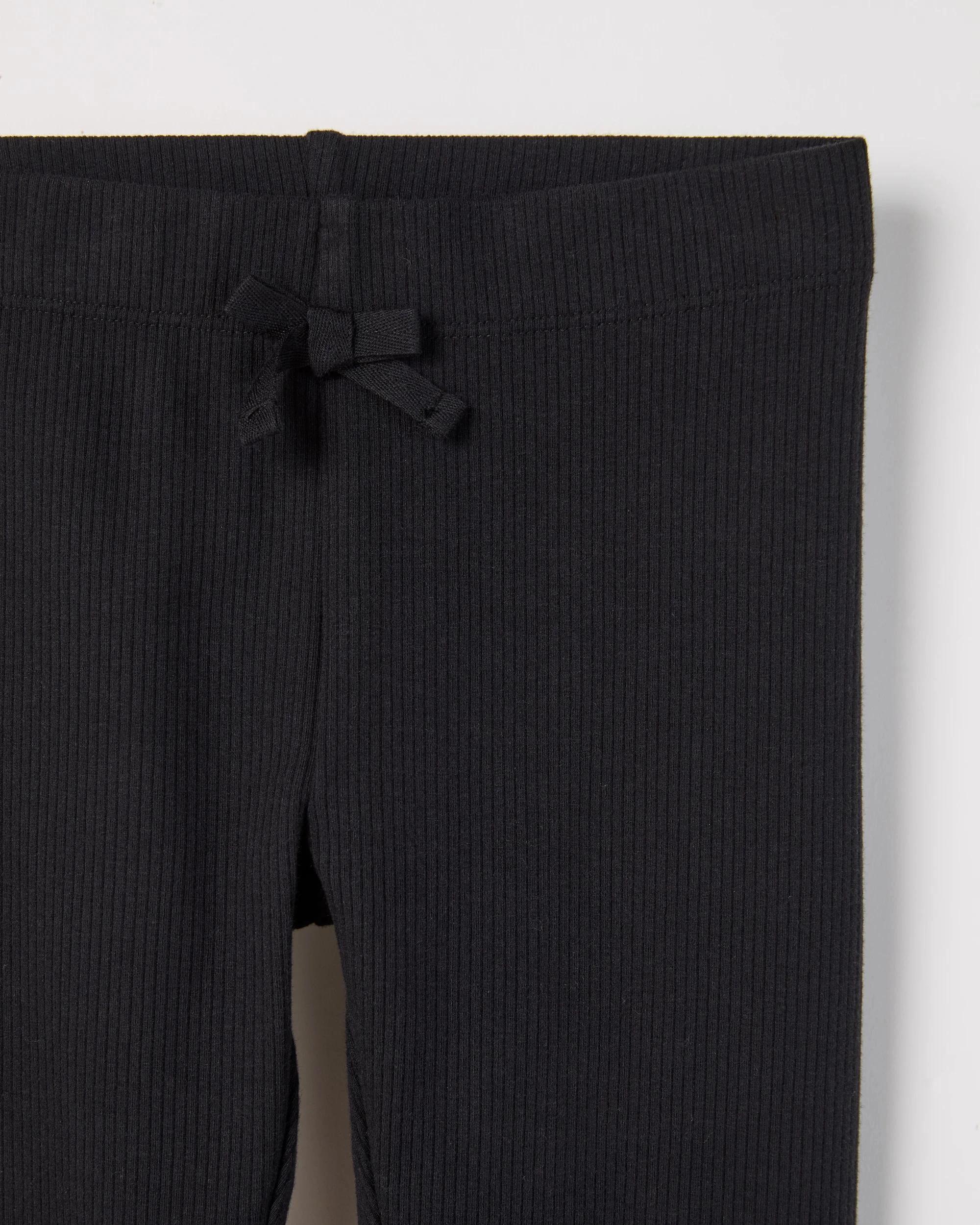 2 Target Kids Australian Cotton Blend Bow Lace Rib Leggings BLACK, 2 of 2