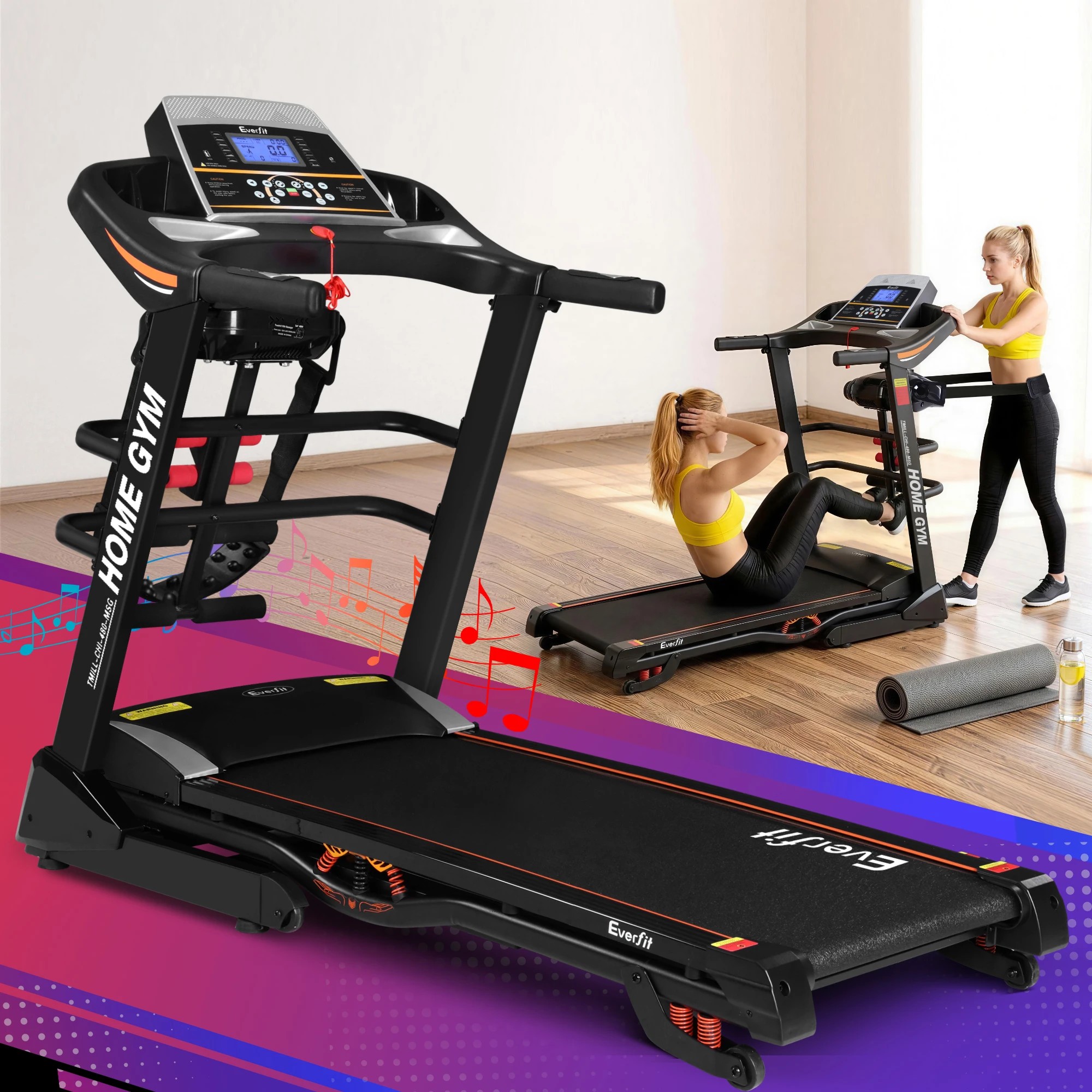10 Everfit 5 in 1 Treadmill Electric Home Gym Fitness Exercise Machine w/ Massager 480mm, 10 of 10