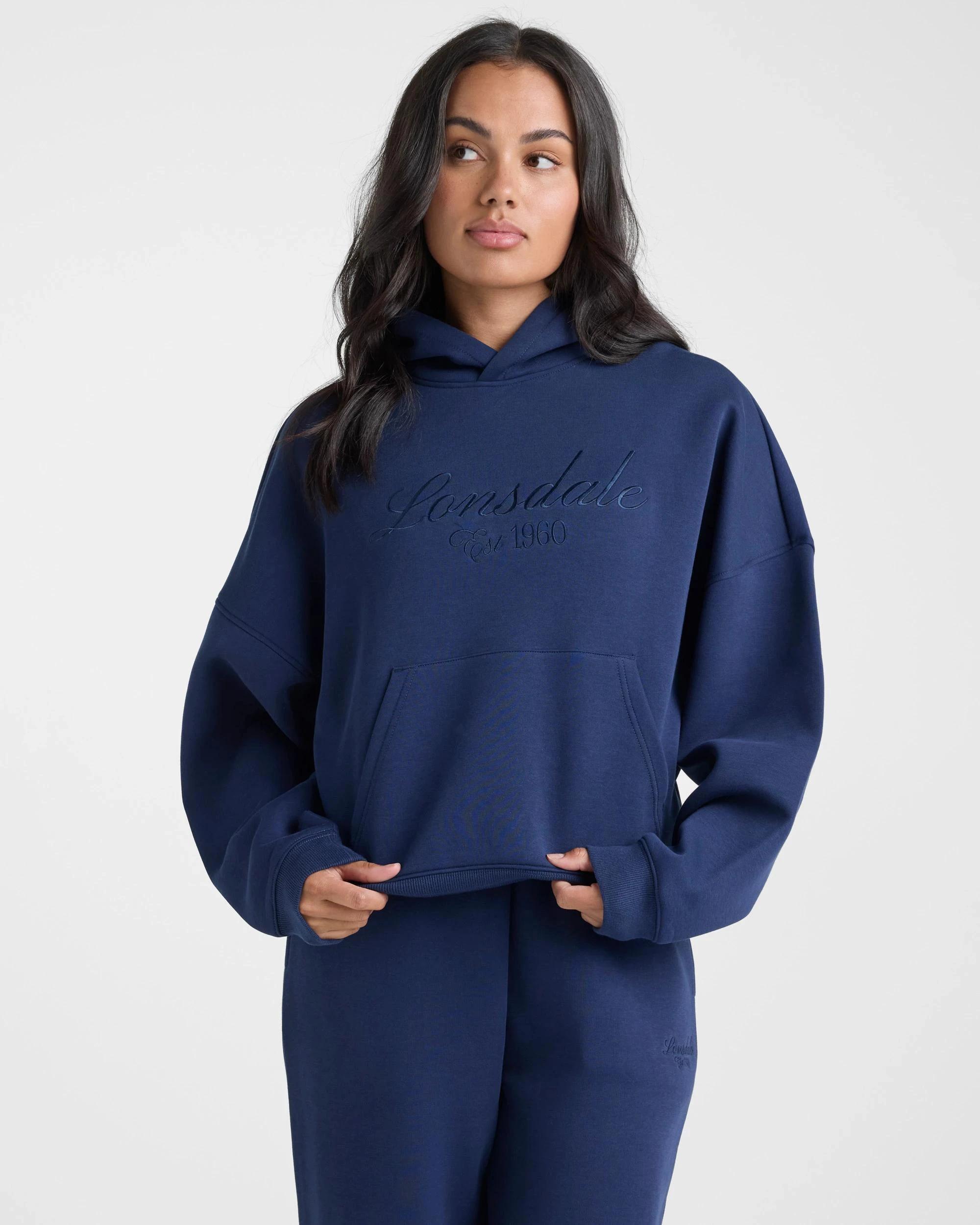 1 Lonsdale London Boxy Hoodie NAVY, 1 of 5