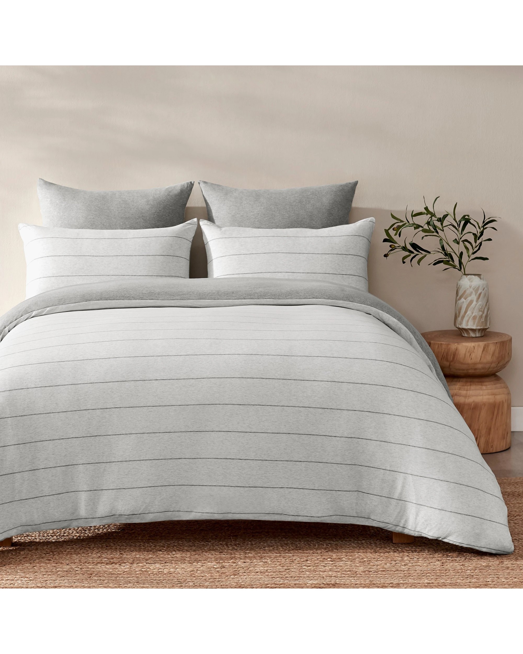 1 Dreamaker Jersey Luxe 100% Cotton Reversible Quilt Cover Set Charcoal - King Bed - Silver Grey, 1 of 10