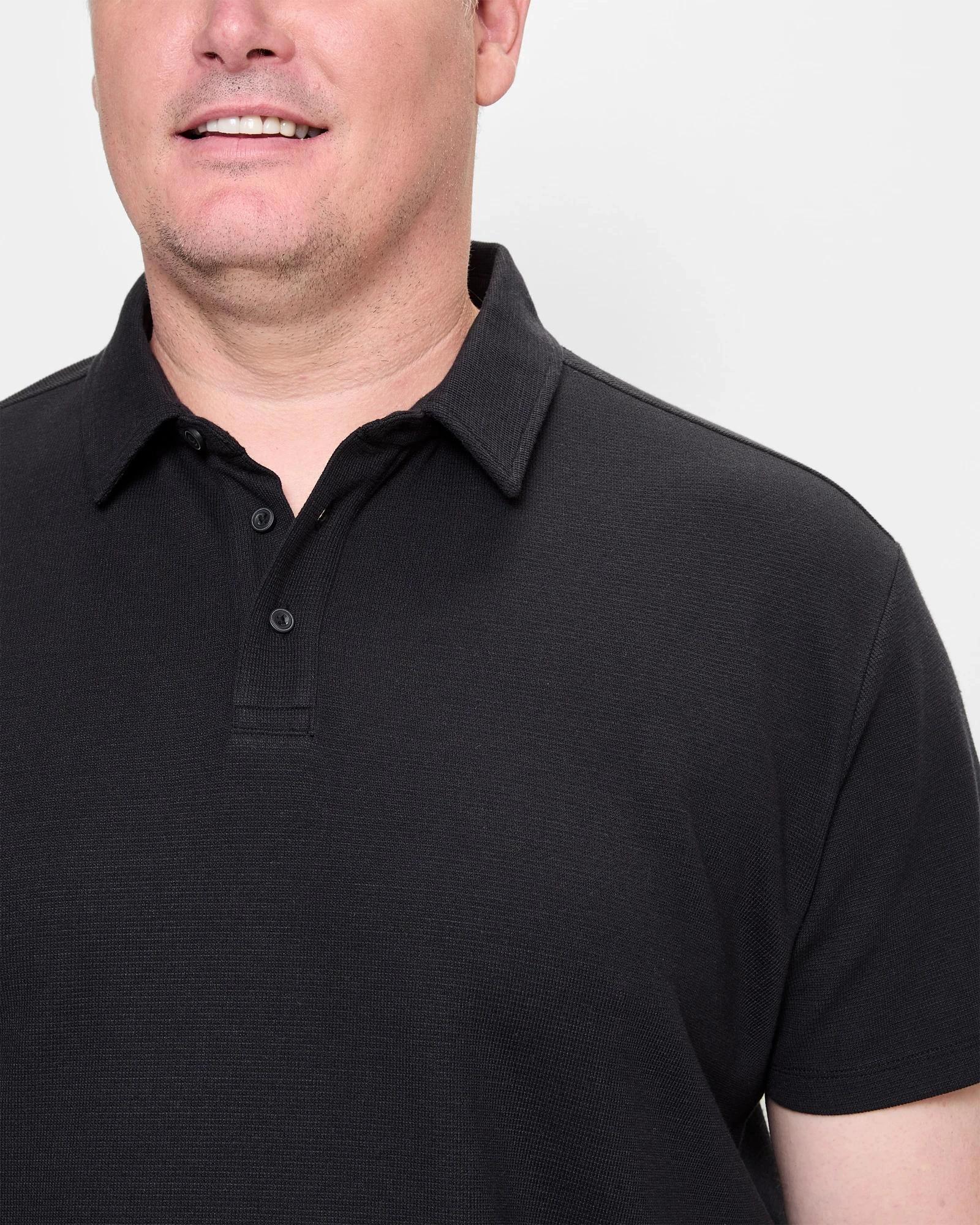 3 Target Plus Size Australian Cotton Blend Waffle Polo Top BLACK, 3 of 3