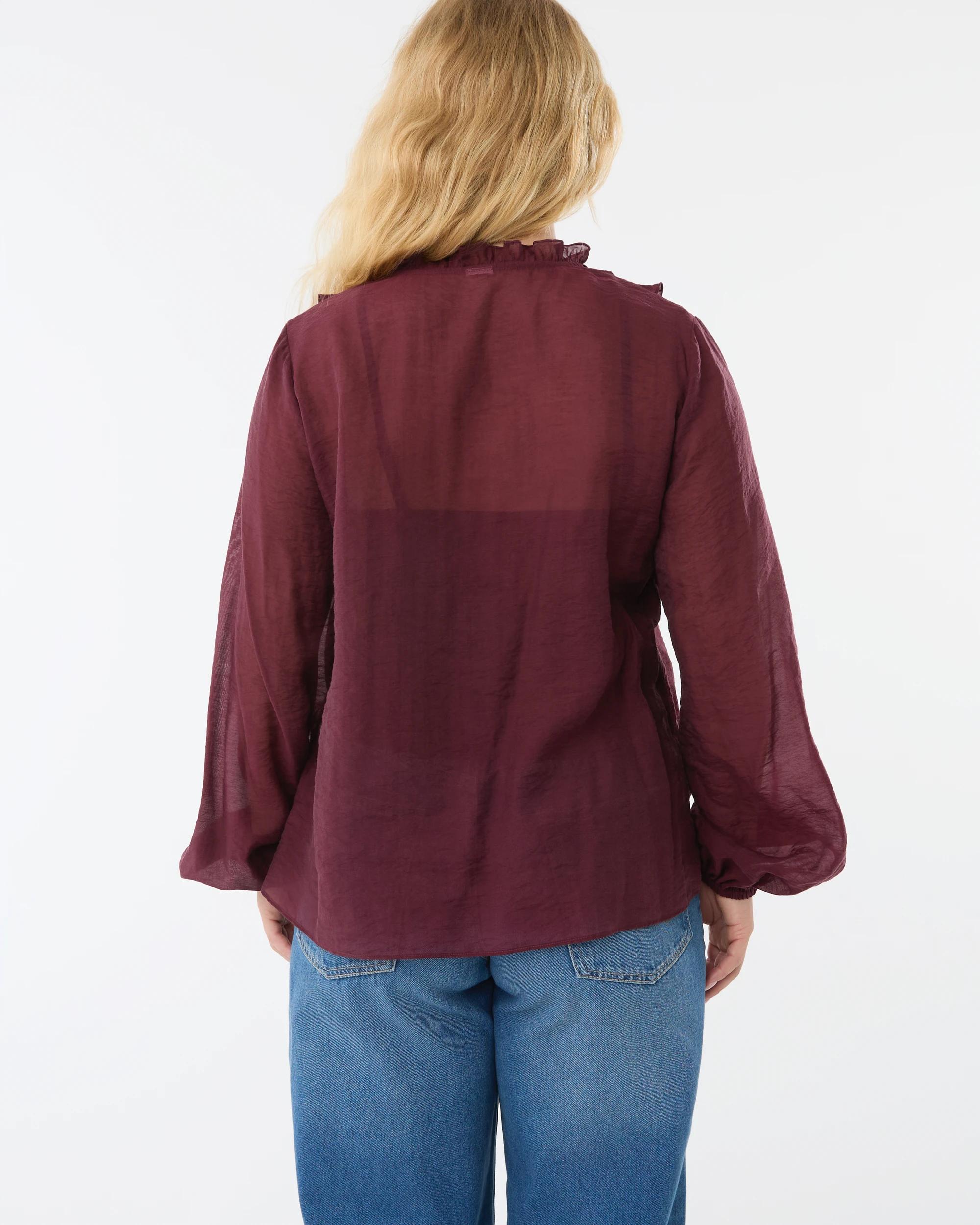 7 Long Sleeve Ruffle Blouse Red Royale, 7 of 7