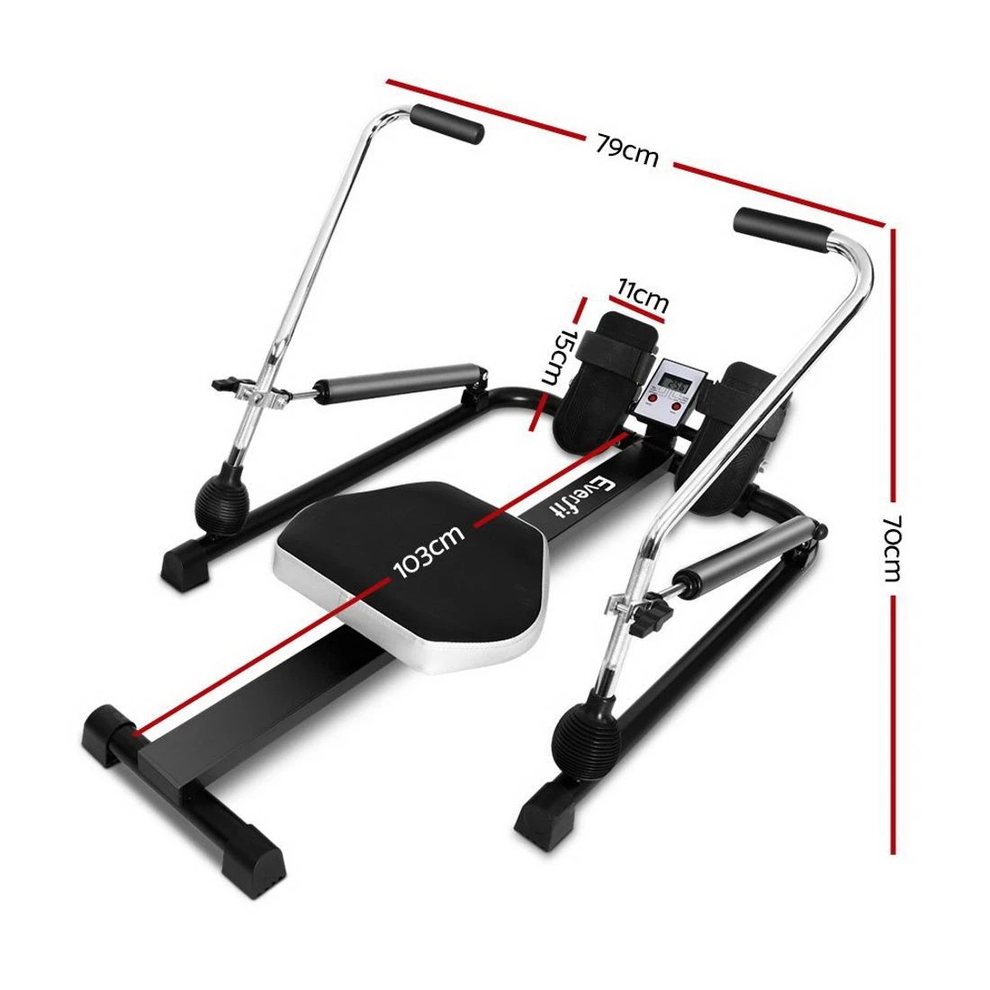 2 Everfit Rowing Machine Rower Hydraulic Resistance Fitness Gym Home - Black, 2 of 6