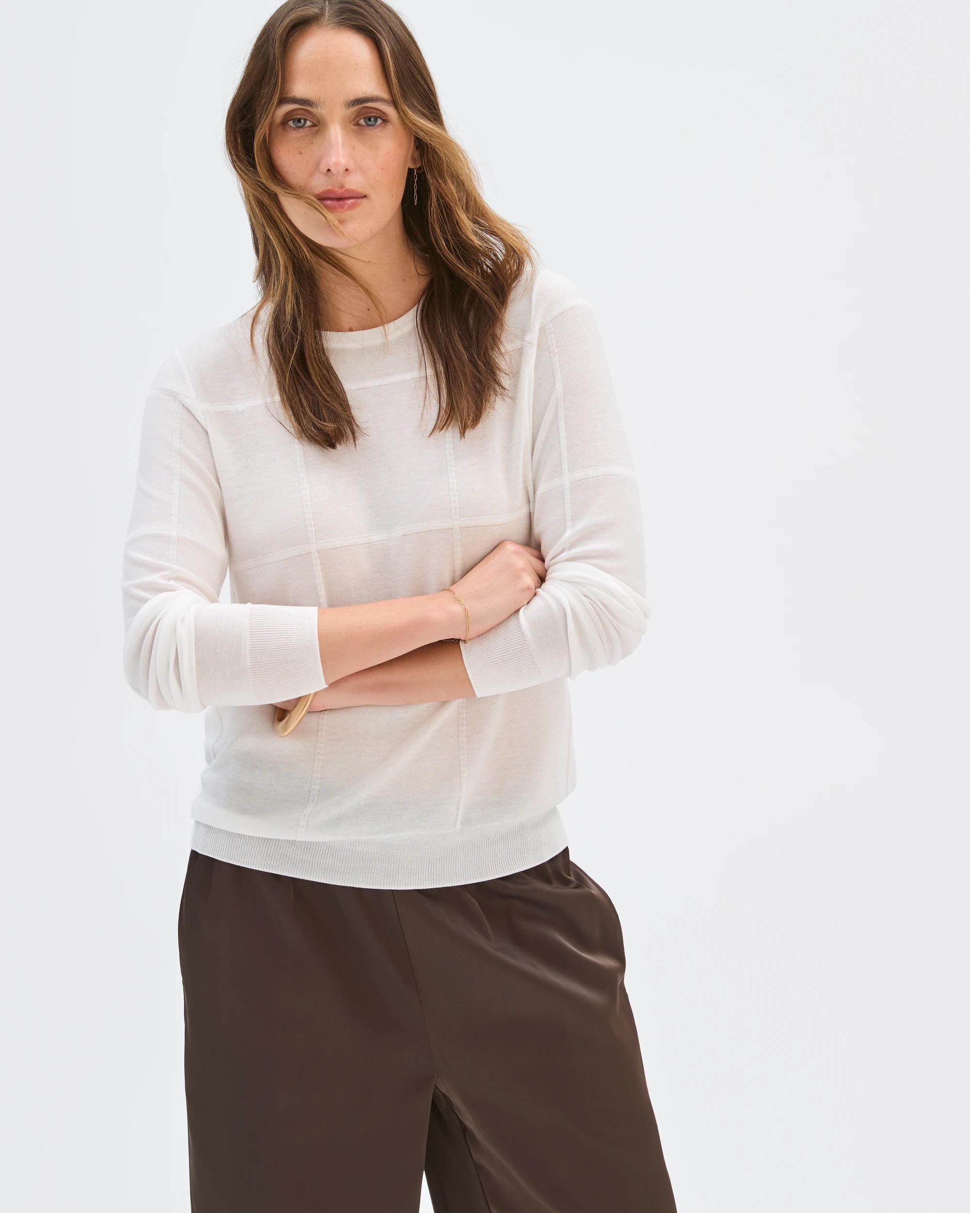 2 Preview Windowpane Knit Jumper CLOUD DANCER, 2 of 7