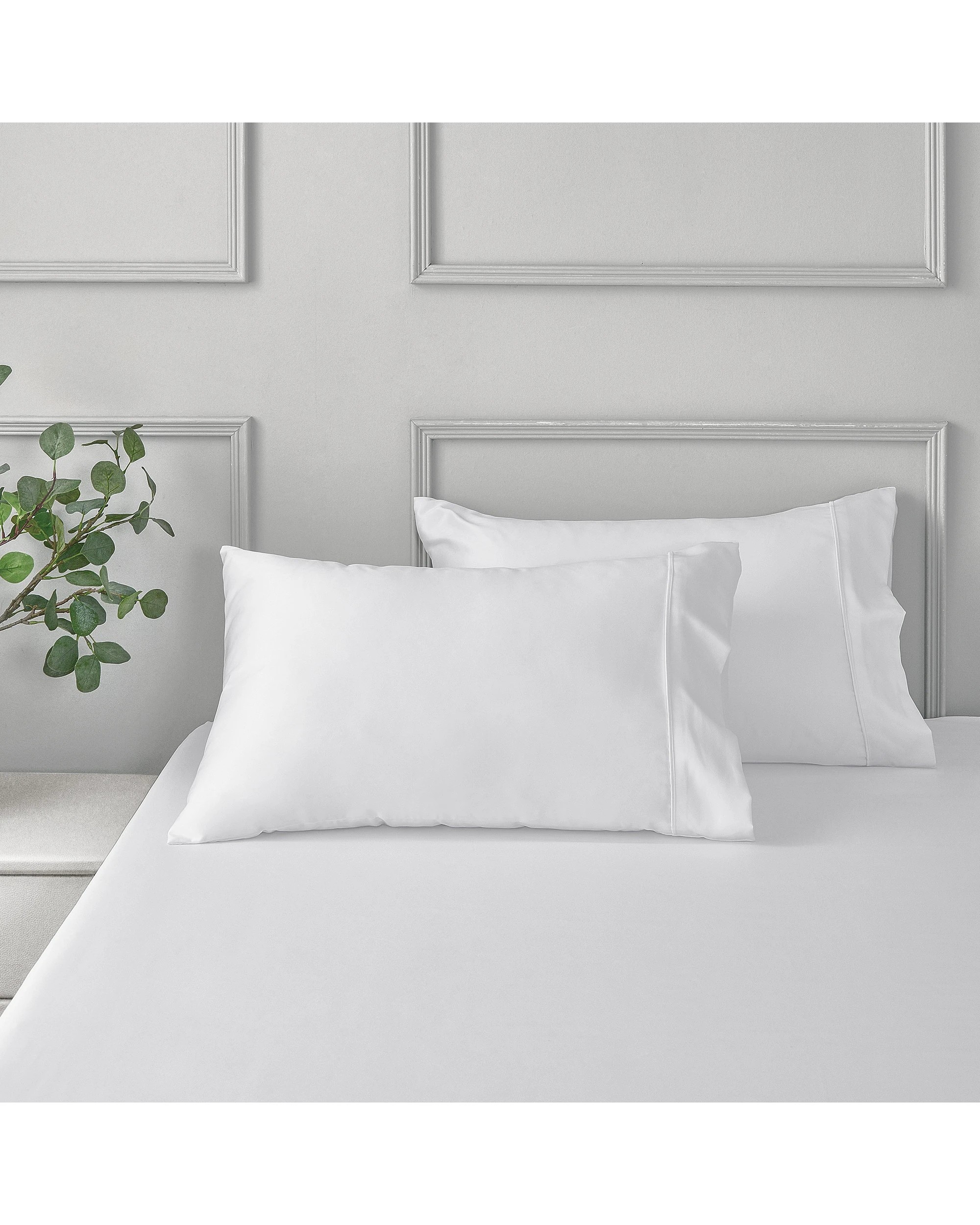 1 Dreamaker Matte Satin Standard Pillowcase Twin Pack - White, 1 of 6