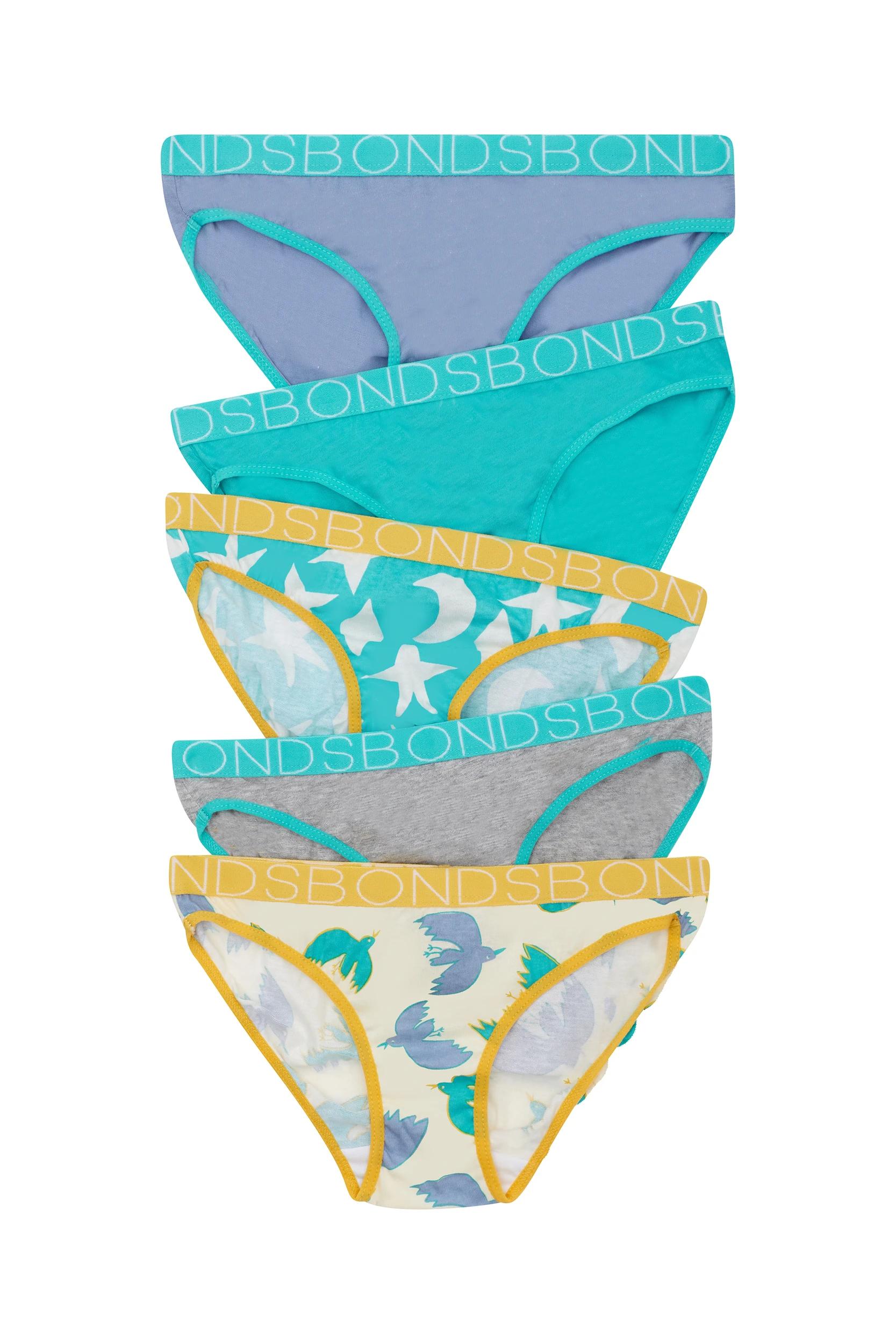 1 Bonds 5 Pack Girls Bikini Briefs MAKING SHAPES, 1 of 3