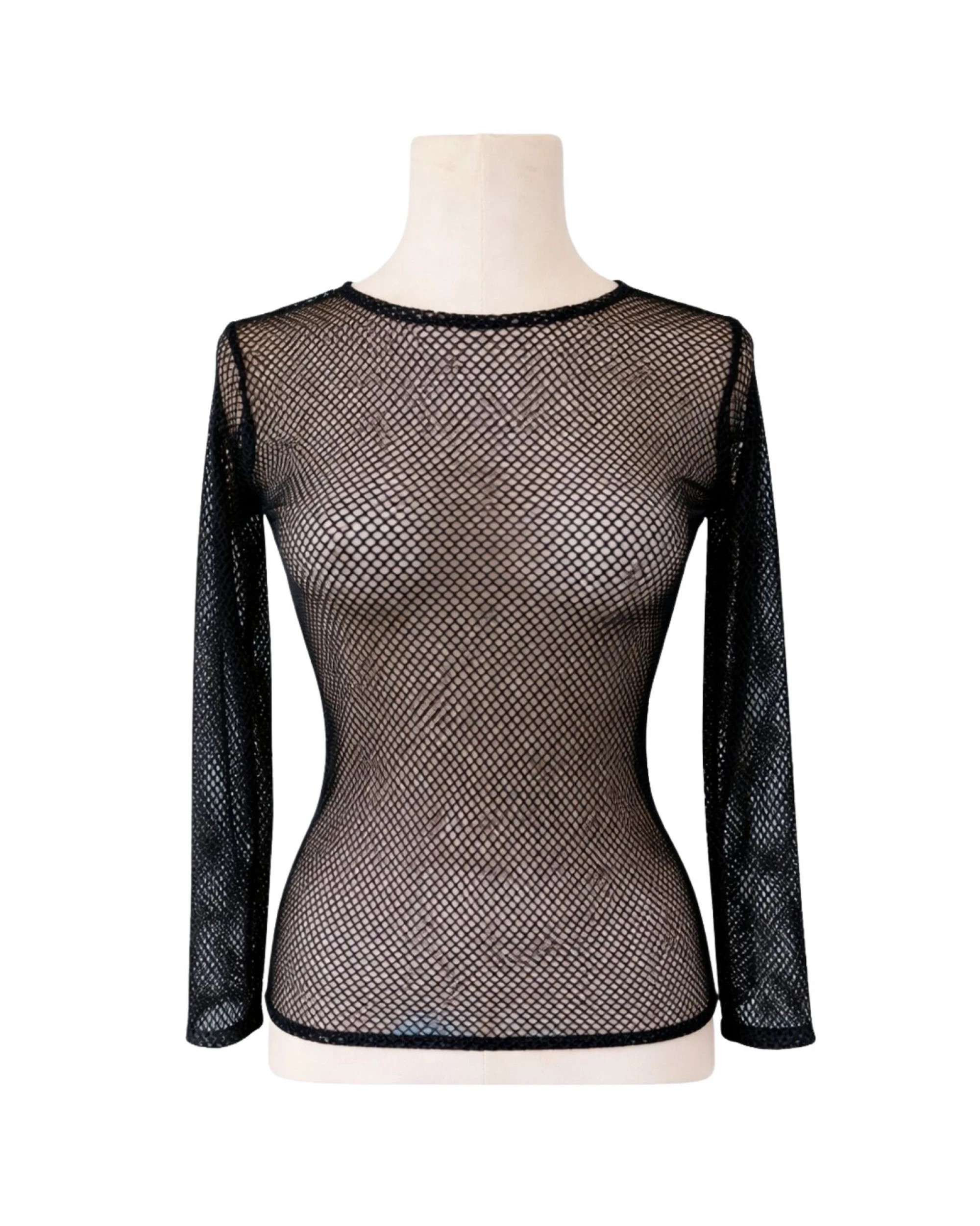 1 BR Home Womens Fishnet Mesh Top Long Sleeve Sheer See Through Party Costume Black - One Size - Black, 1 of 2
