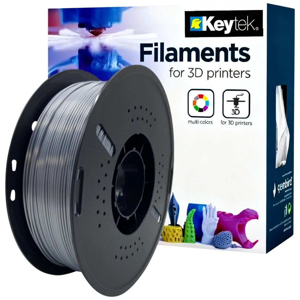1 Keytek Silk PLA 3D Filament Silver, 1 of 1